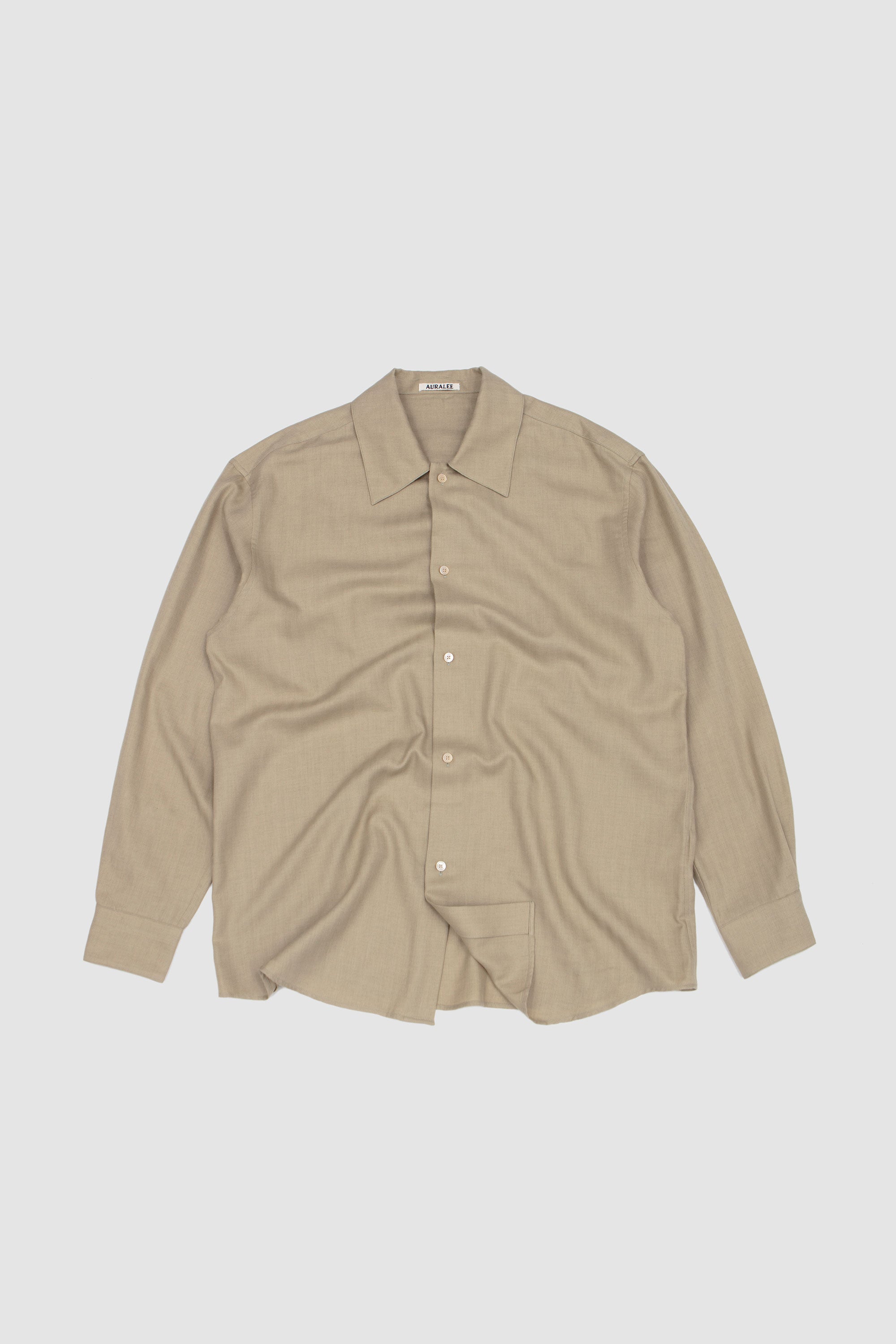 Cotton-Cashmere Herringbone Shirt Light Khaki