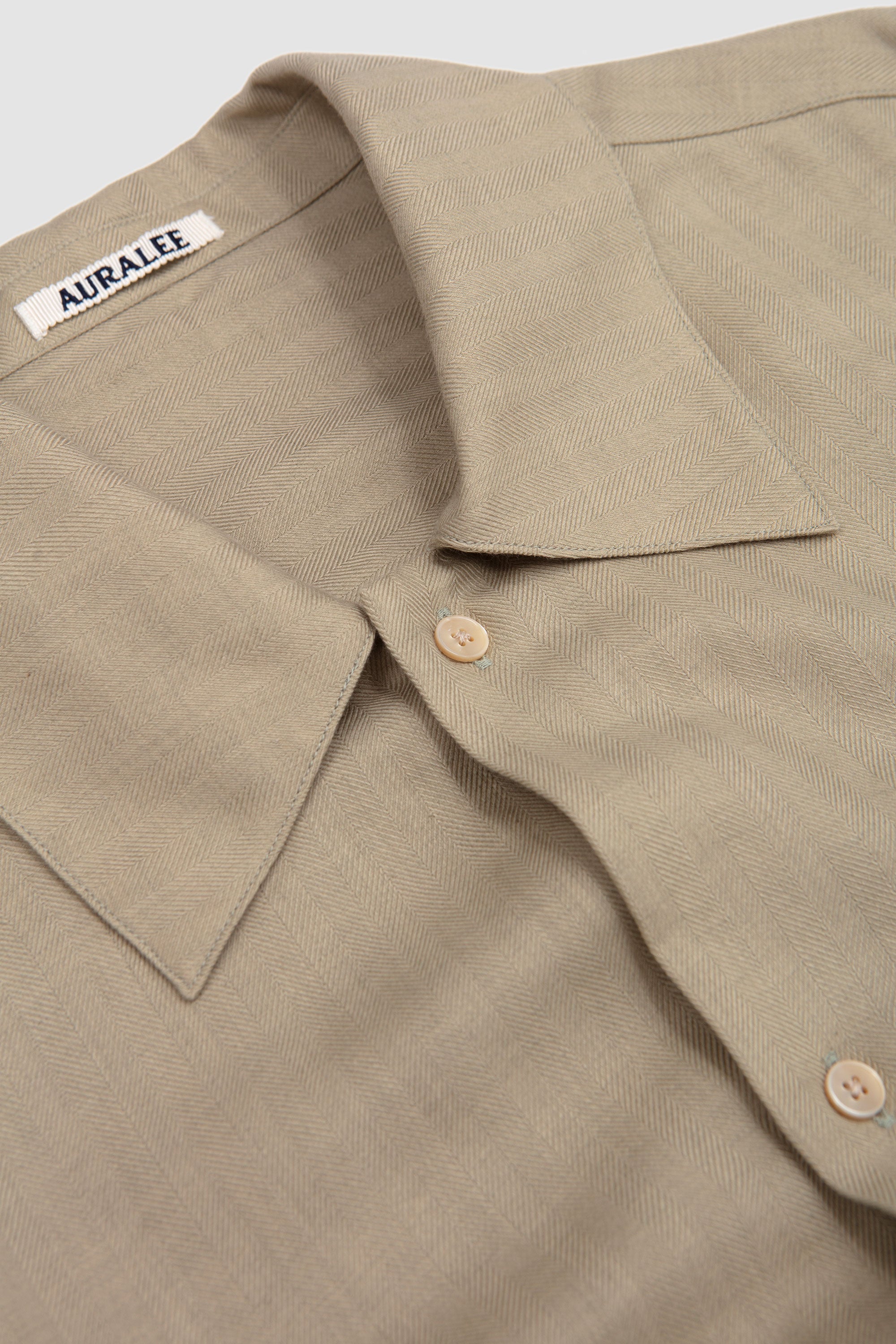Cotton-Cashmere Herringbone Shirt Light Khaki_2
