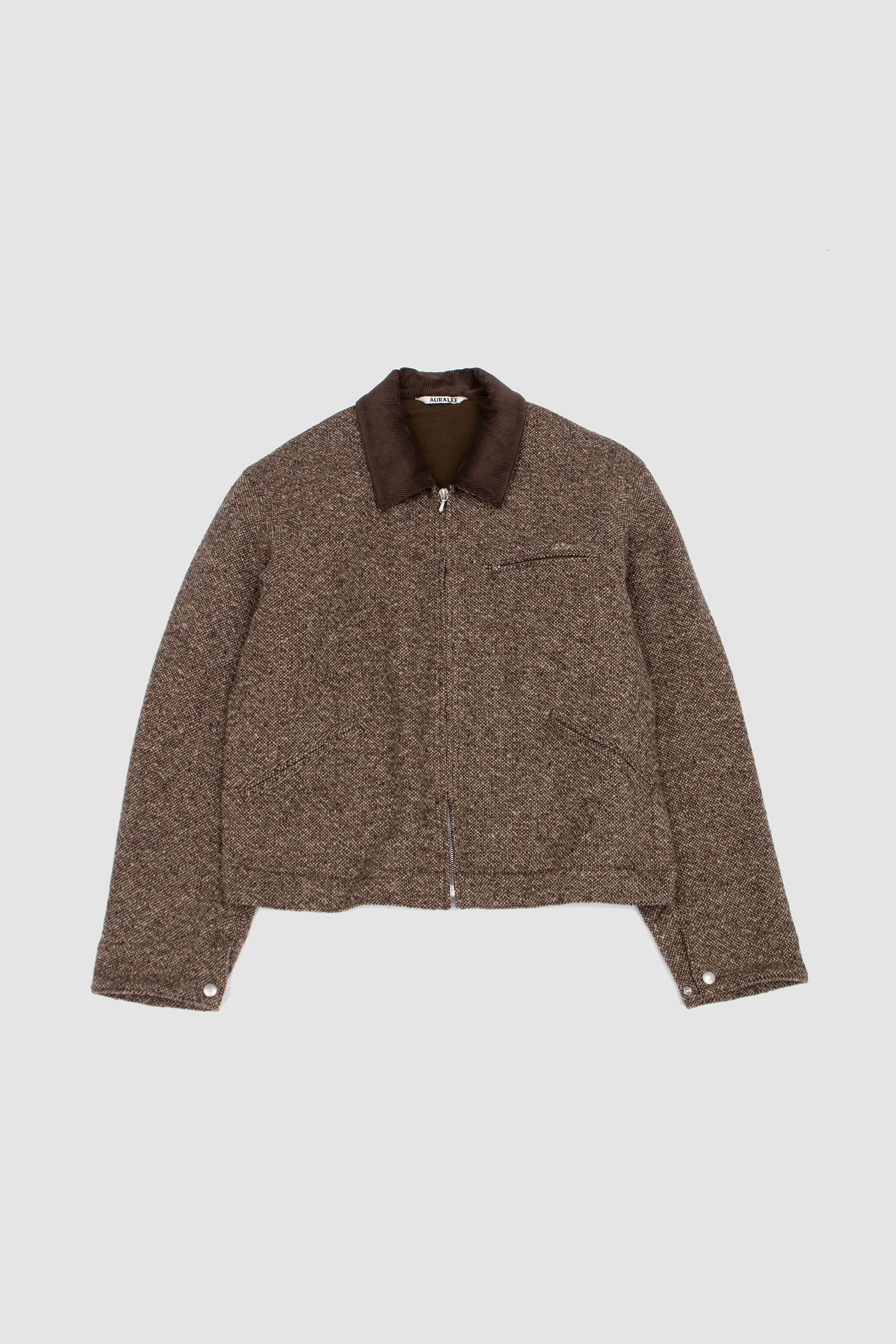 Homespun Tweed Zip Blouson Brown_1