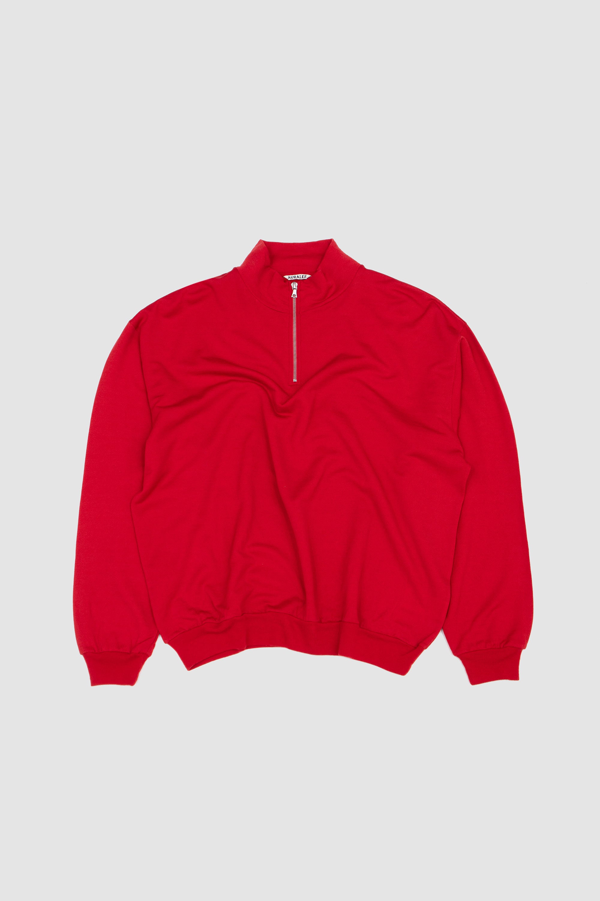 Light Wool Sweat Half Zip Red