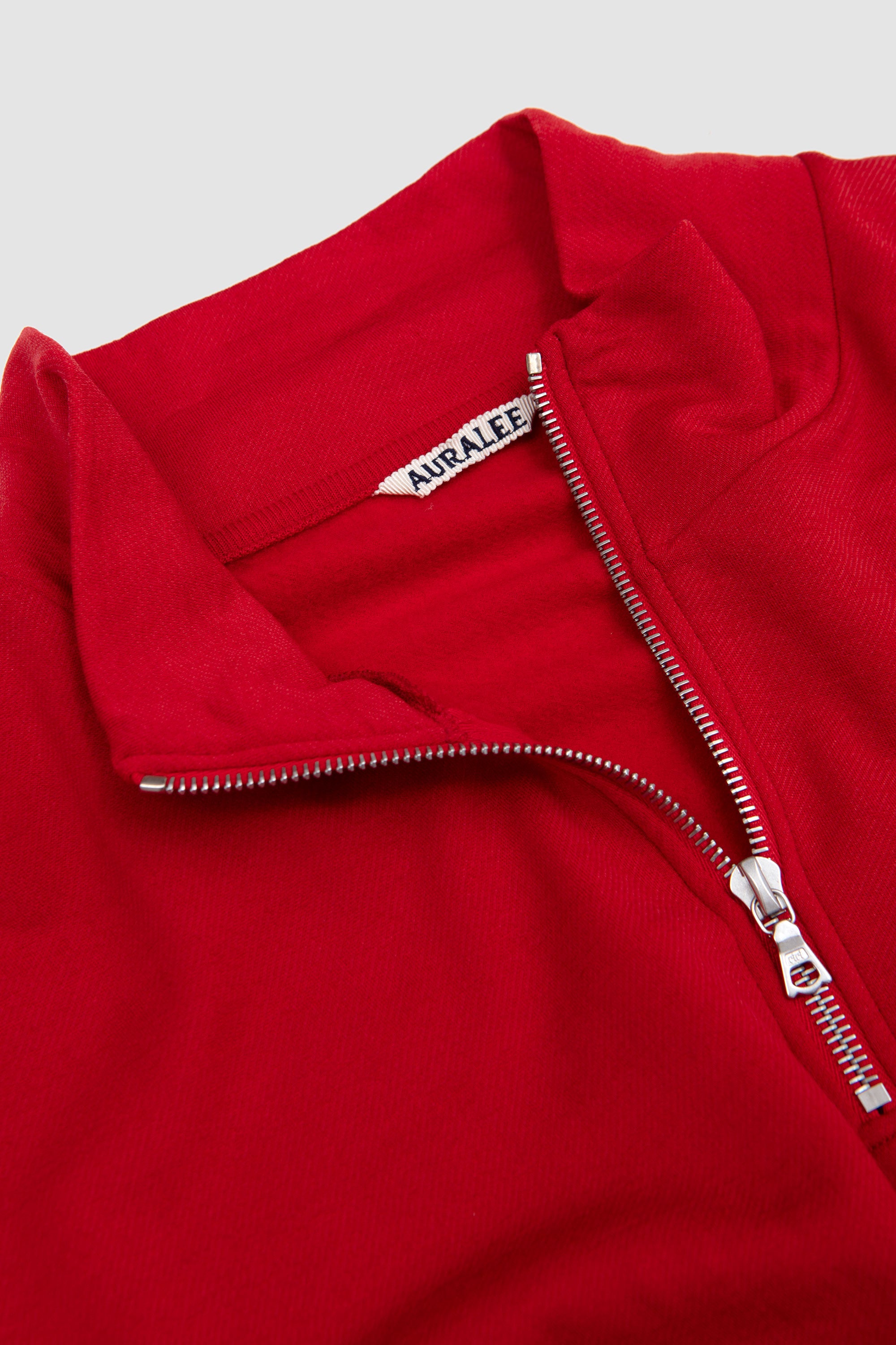 Light Wool Sweat Half Zip Red