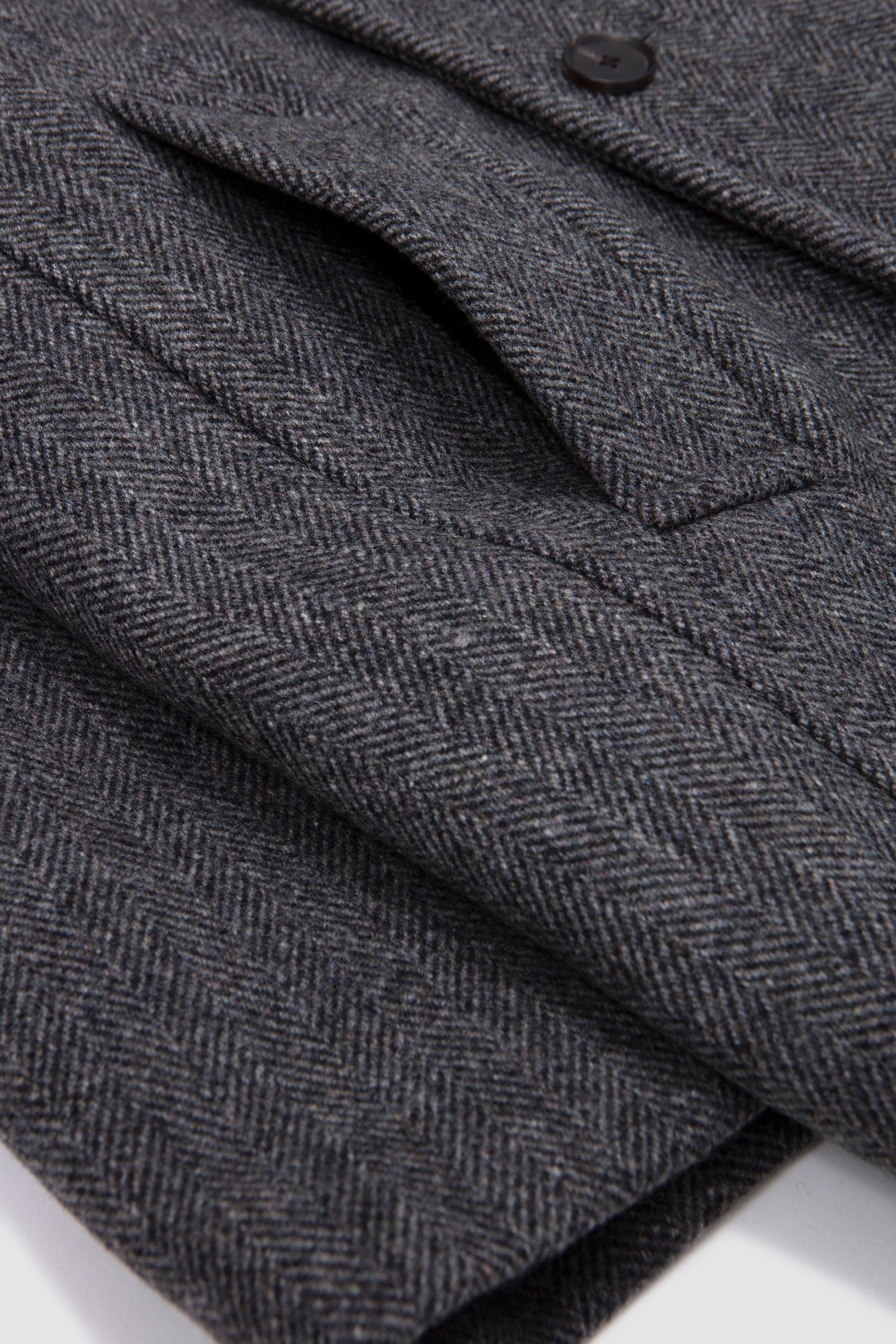 Shetland Wool Double Cloth Coat Gray Herringbone_3