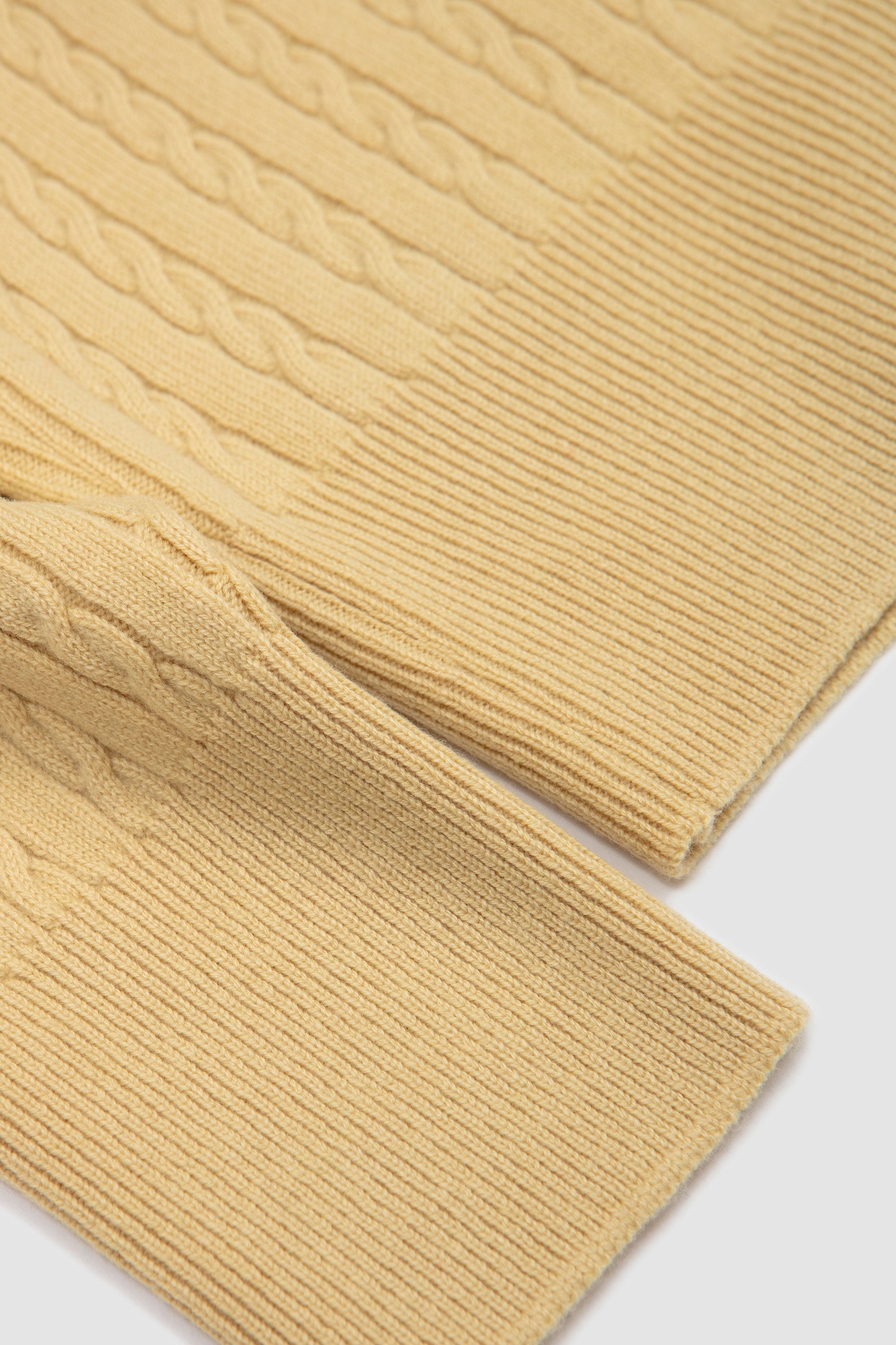 Super Fine Wool Aran Knit Yellow/Beige