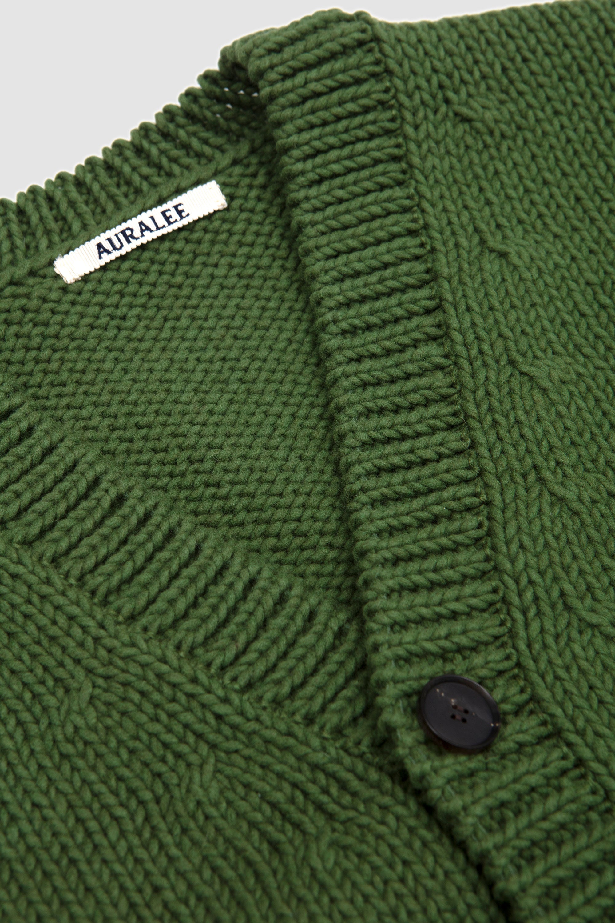 Wool Cashmere Felted Knit Cardigan Olive