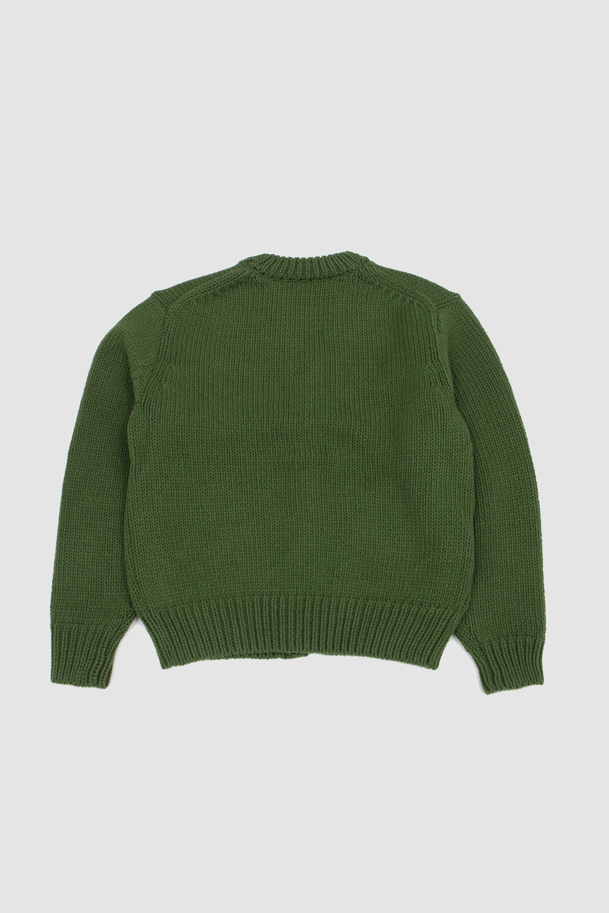 Wool Cashmere Felted Knit Cardigan Olive_4