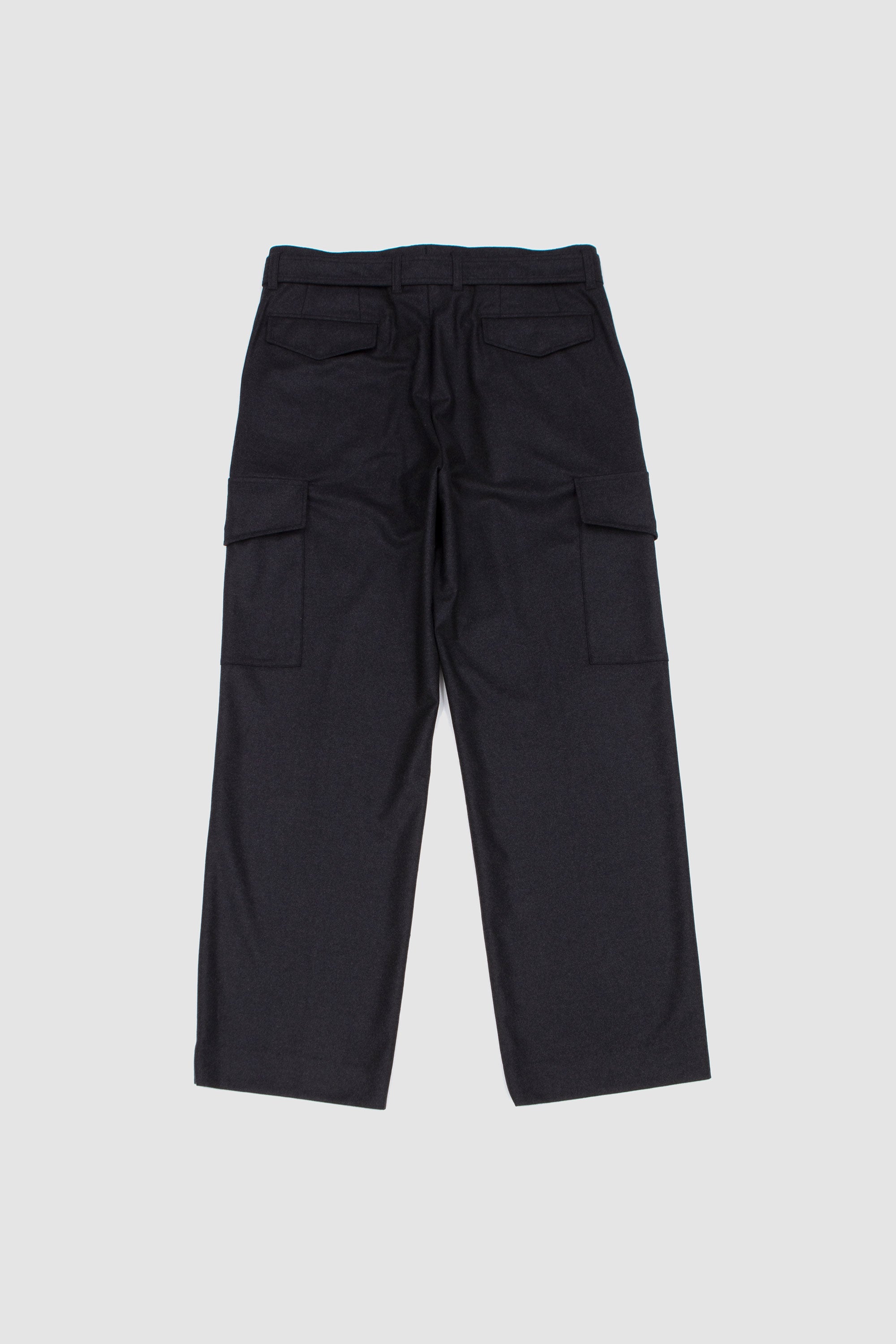 Wool Fulling Flannel Cargo Slacks Top Charcoal_4