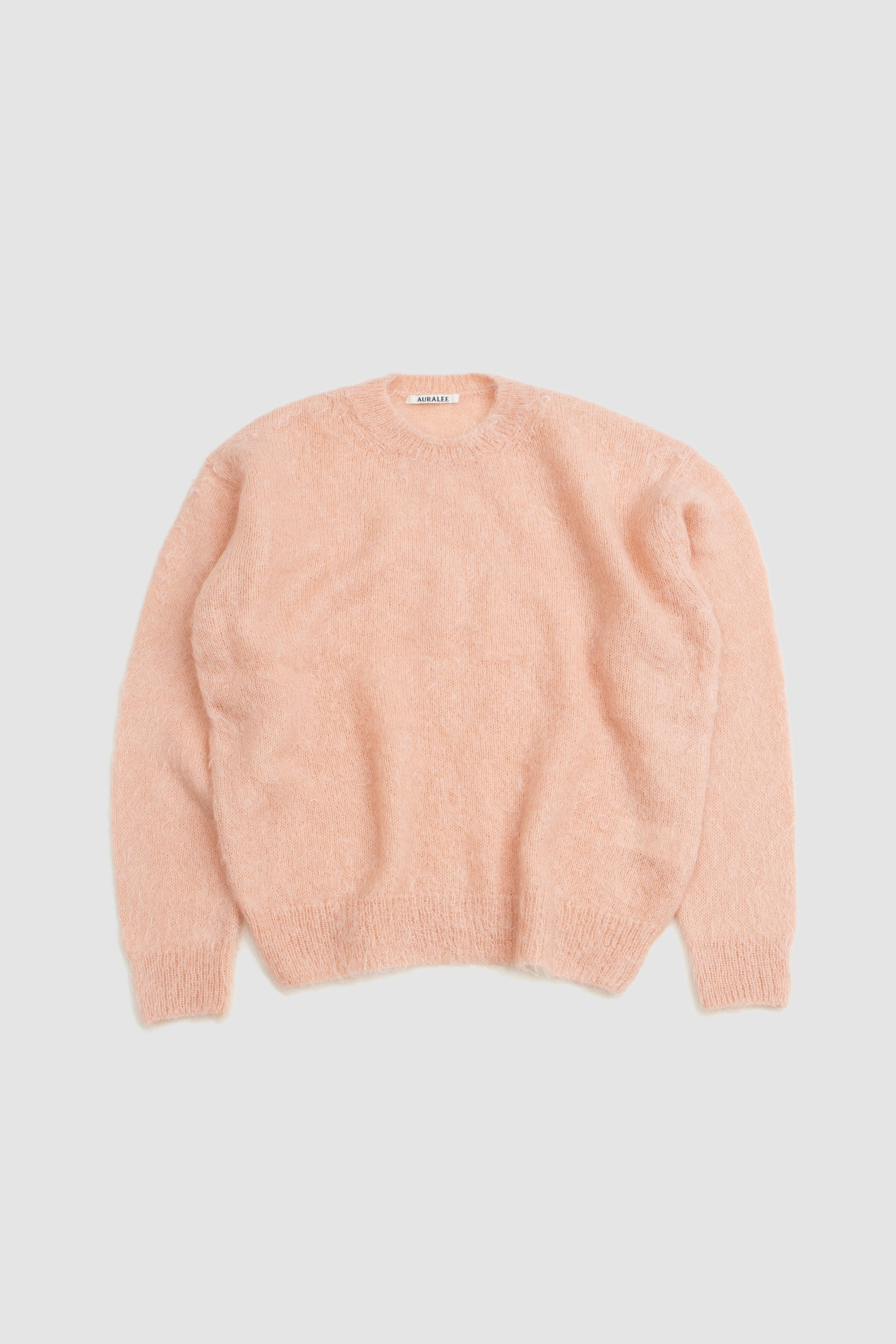 Auralee Brushed Super Kid Mohair Knit Polo | Gray Beige