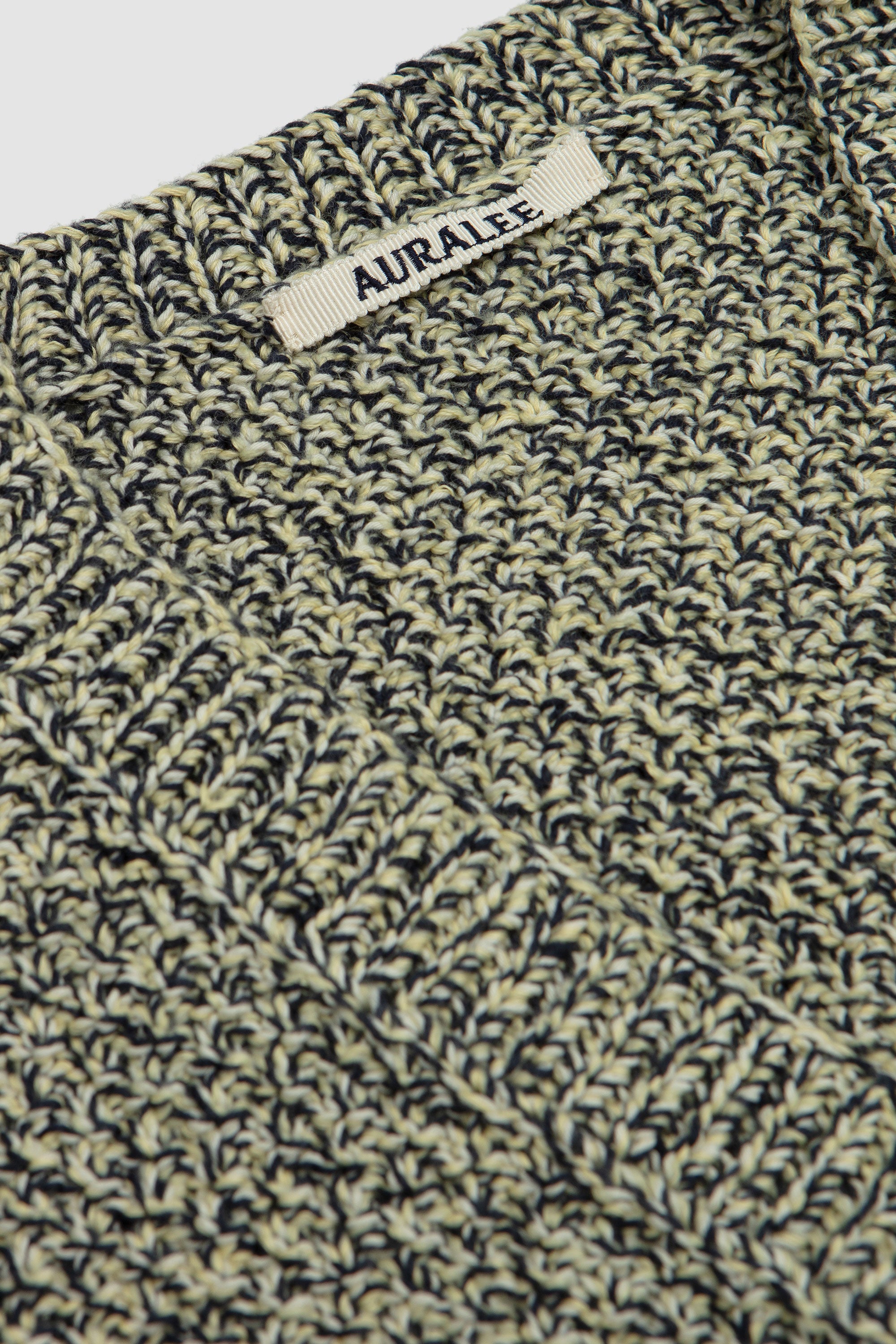 Cotton Cashmere Cord Knit Cardigan Lime/ Navy