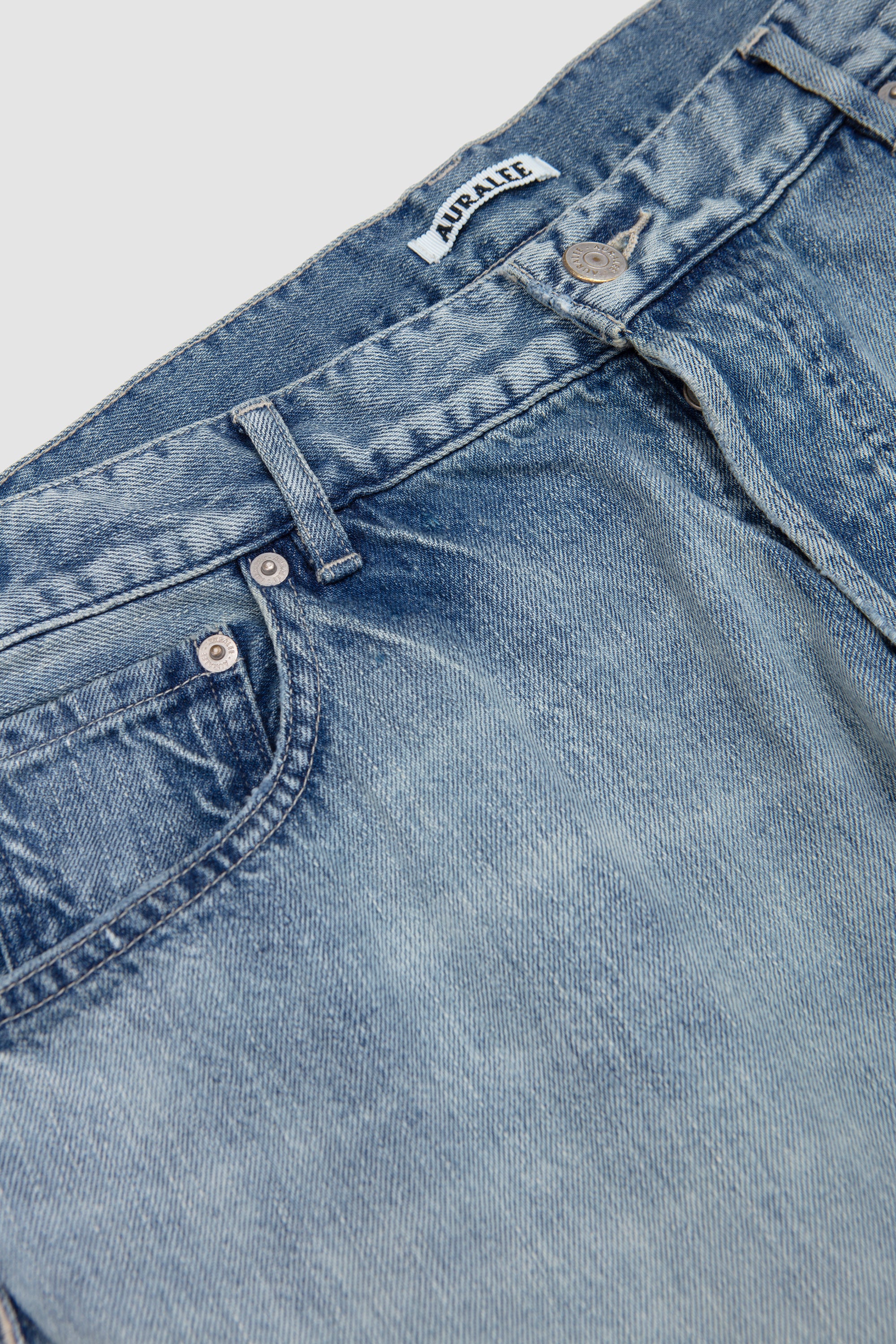 Faded Selvedge Light Denim Wide Pants Light Indigo