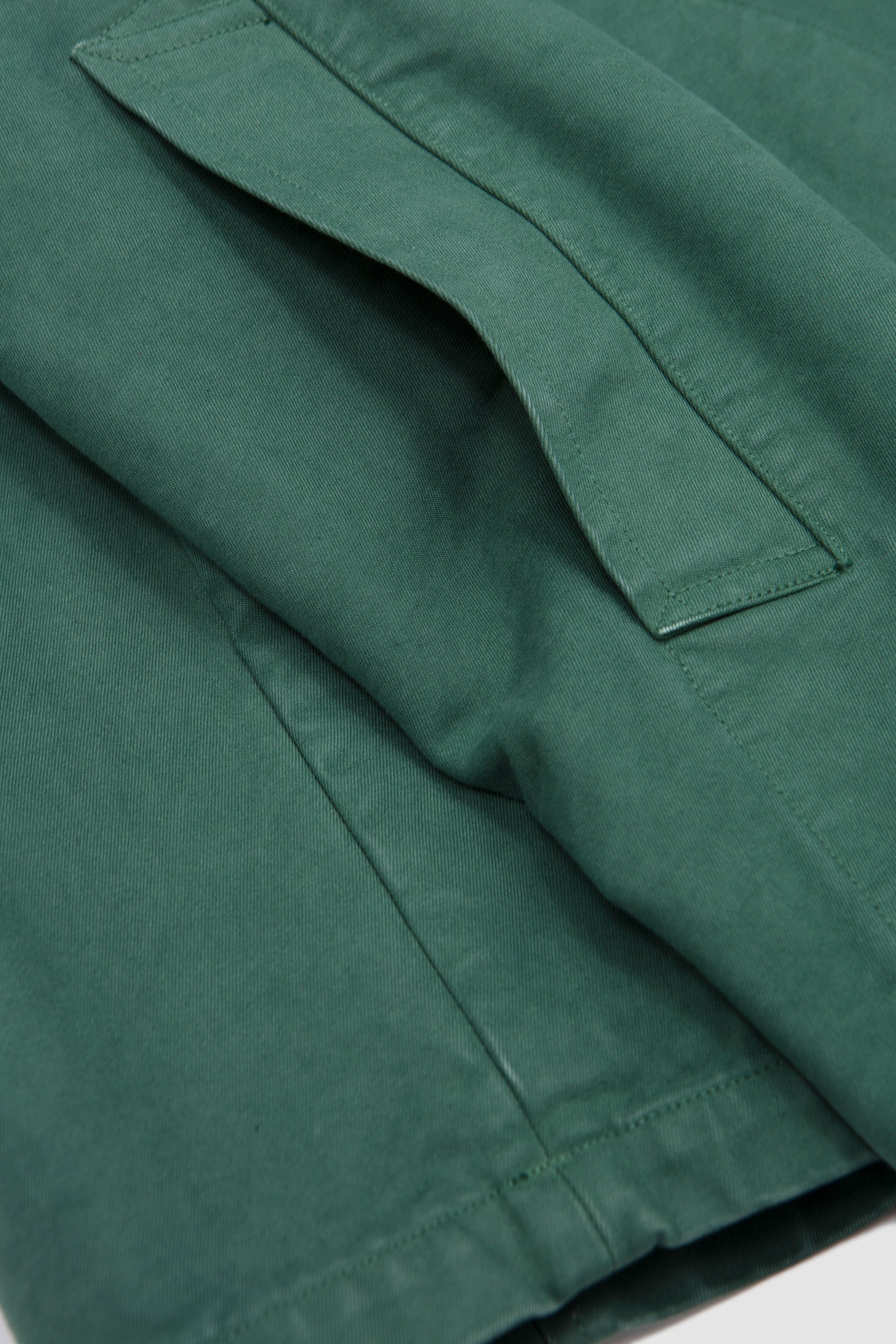 Garment-Dyed Organic Cotton Heavy Twill Short Coat Forest Green