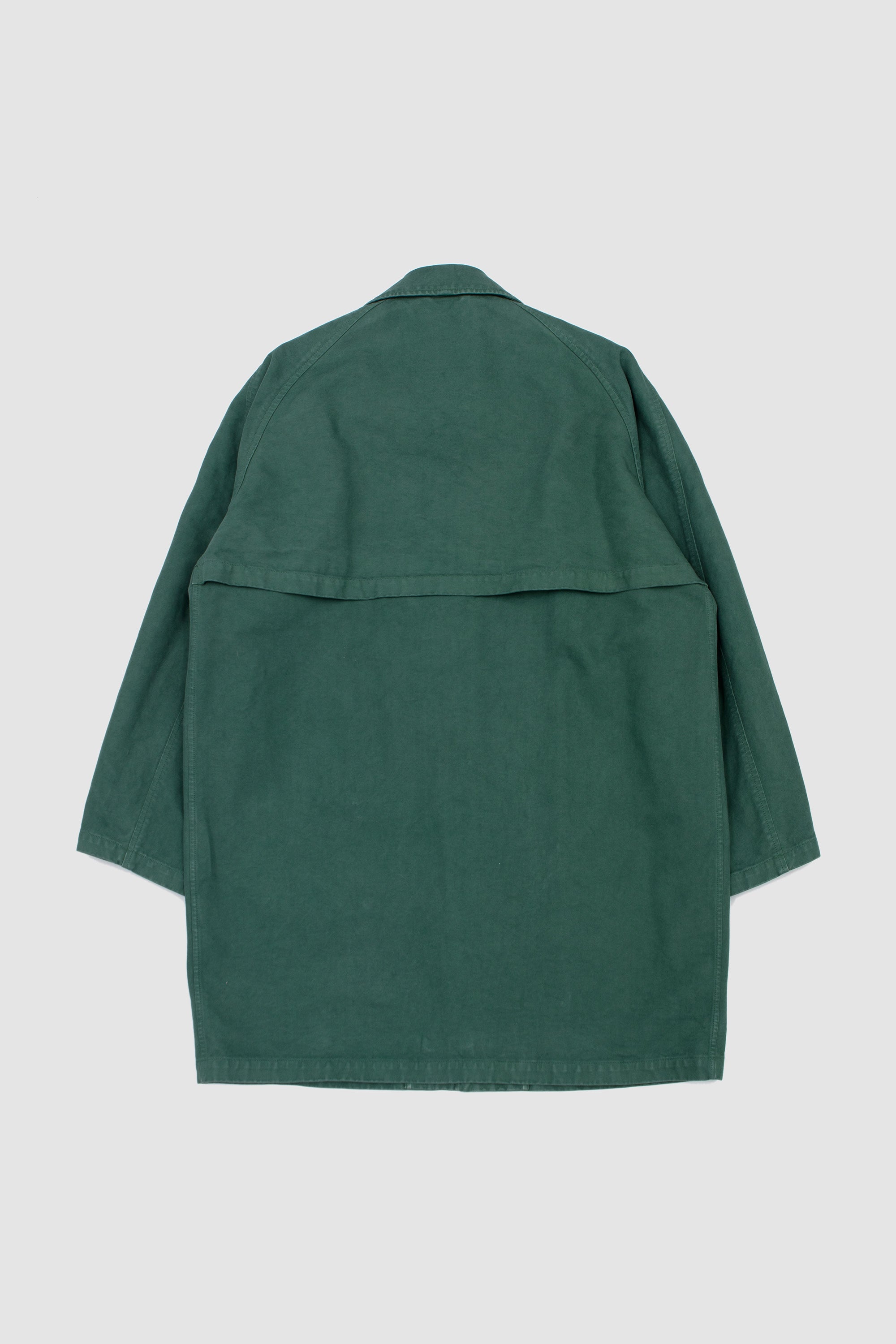 Garment-Dyed Organic Cotton Heavy Twill Short Coat Forest Green_4