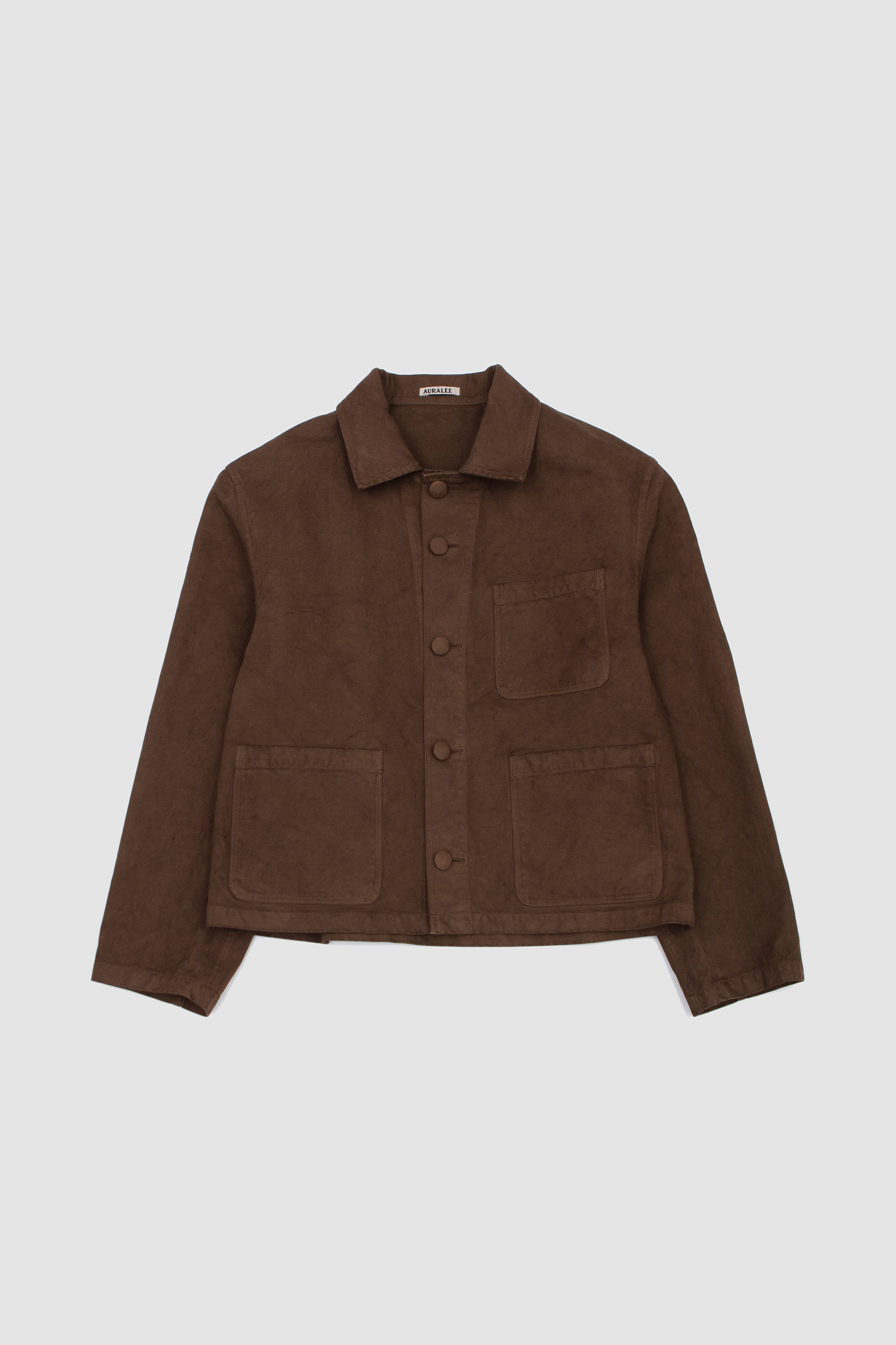 Garment-Dyed Organic Cotton Heavy Twill Short Jacket Dark Brown