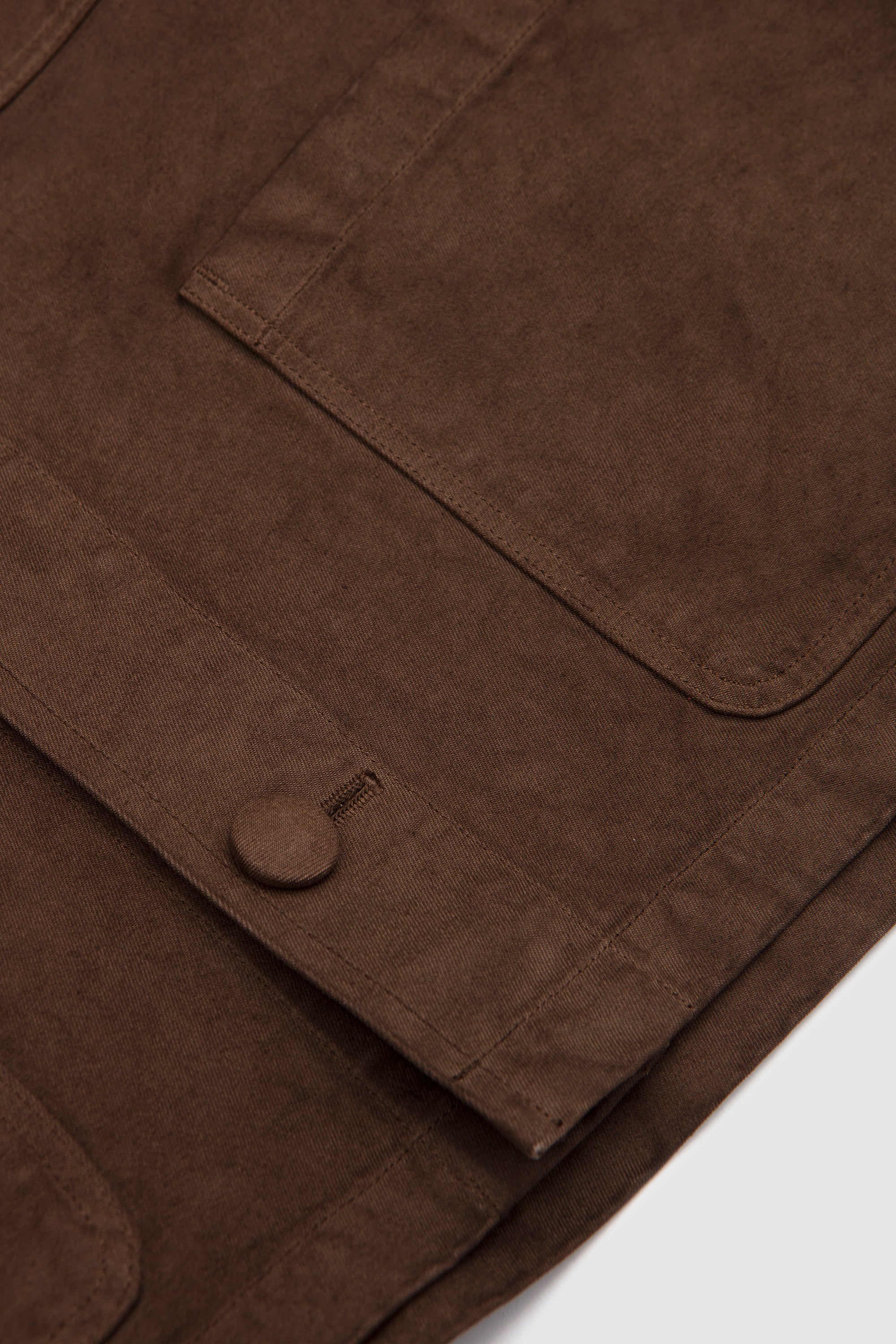 Garment-Dyed Organic Cotton Heavy Twill Short Jacket Dark Brown