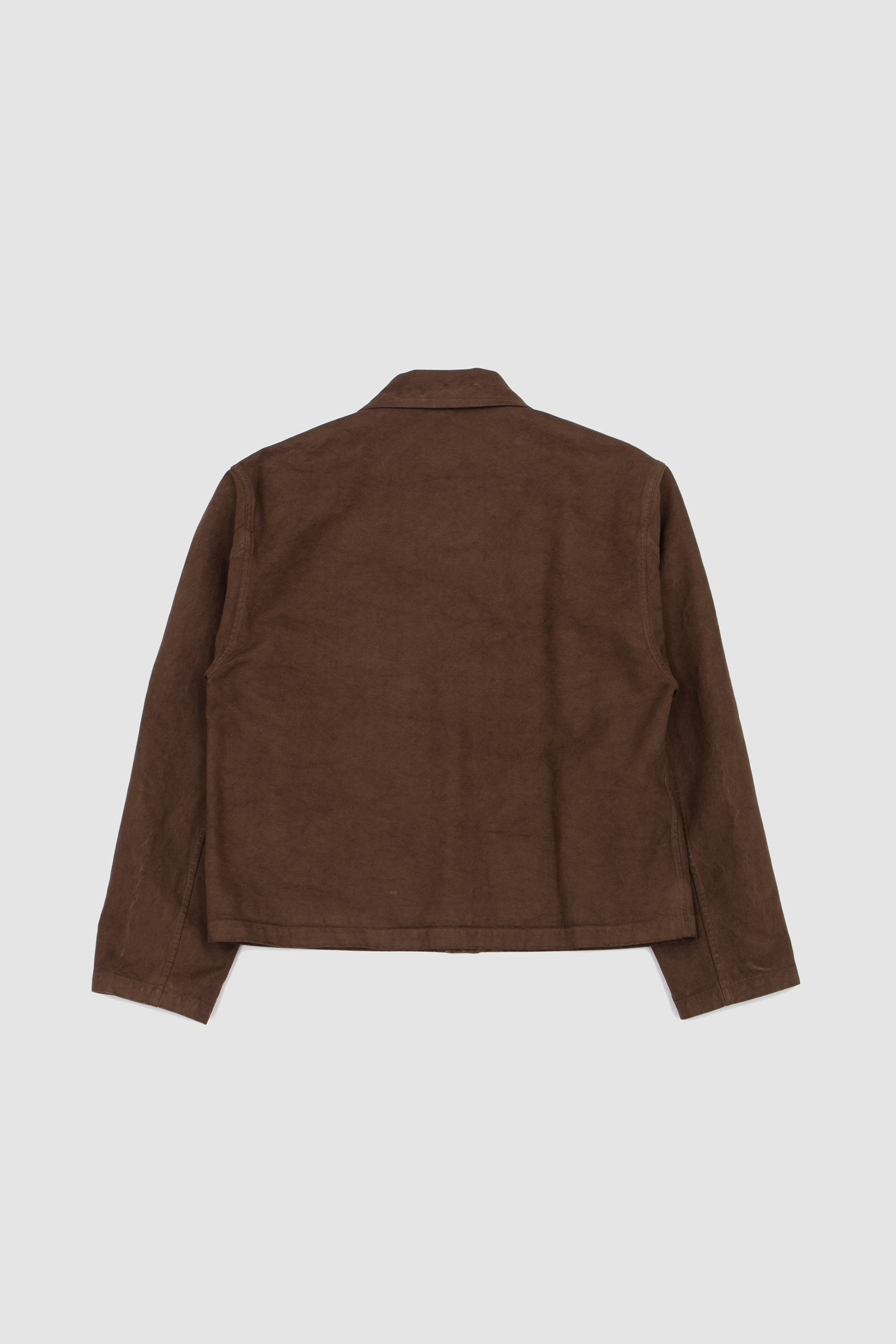 Garment-Dyed Organic Cotton Heavy Twill Short Jacket Dark Brown_4