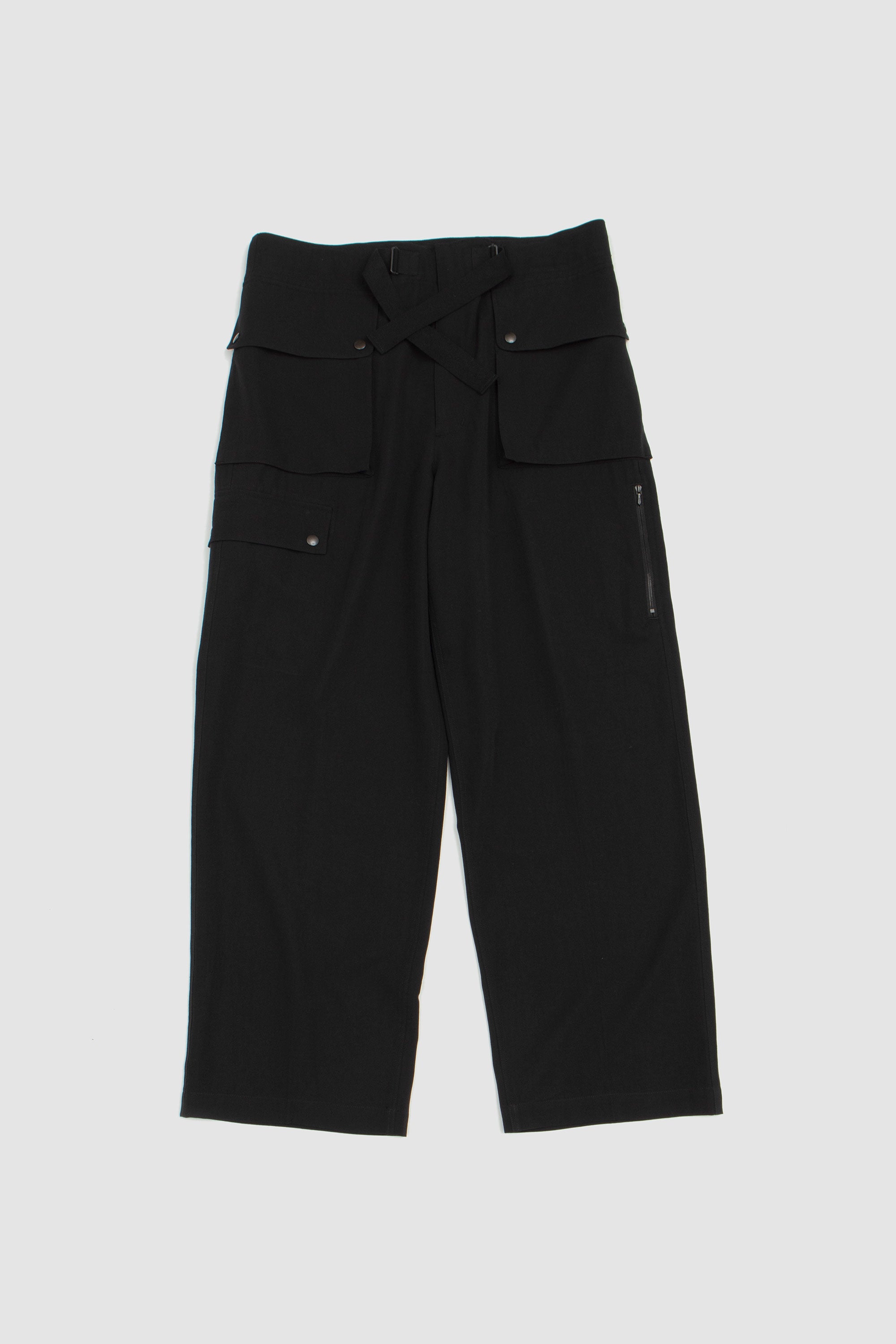 Light Cotton Wool Viyella Cargo Pants Black
