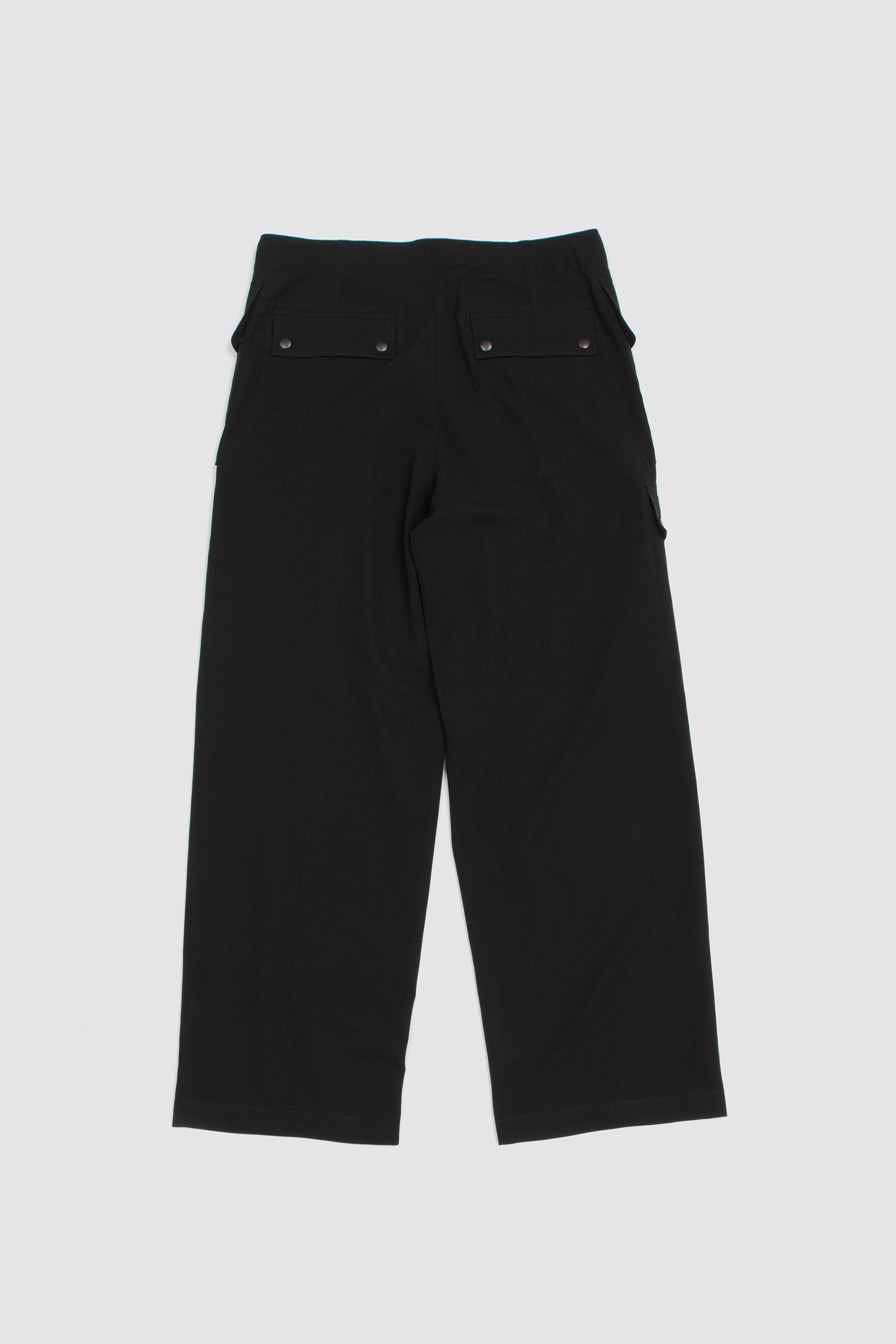 Light Cotton Wool Viyella Cargo Pants Black_4