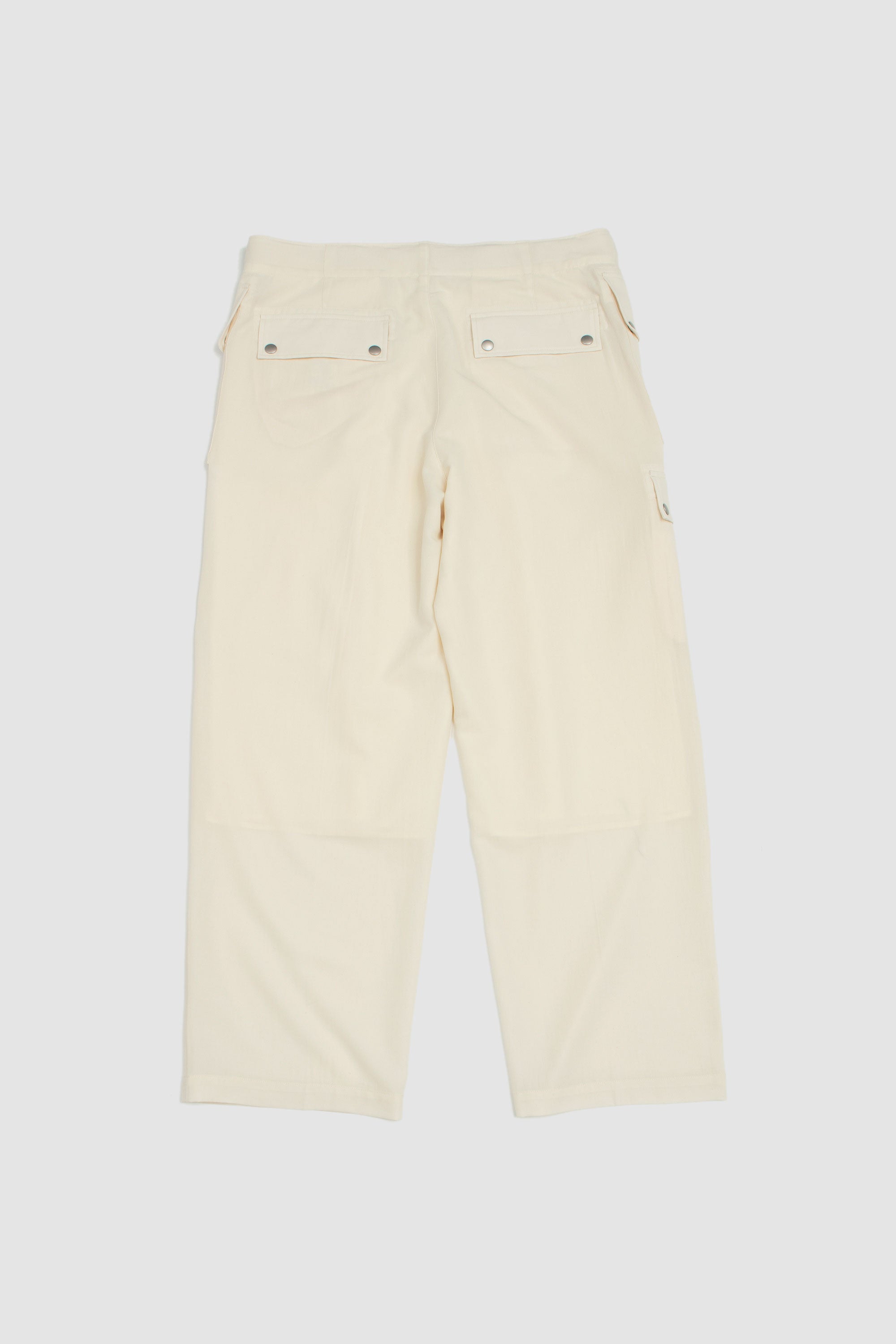 Light Cotton Wool Viyella Cargo Pants Ivory White_4