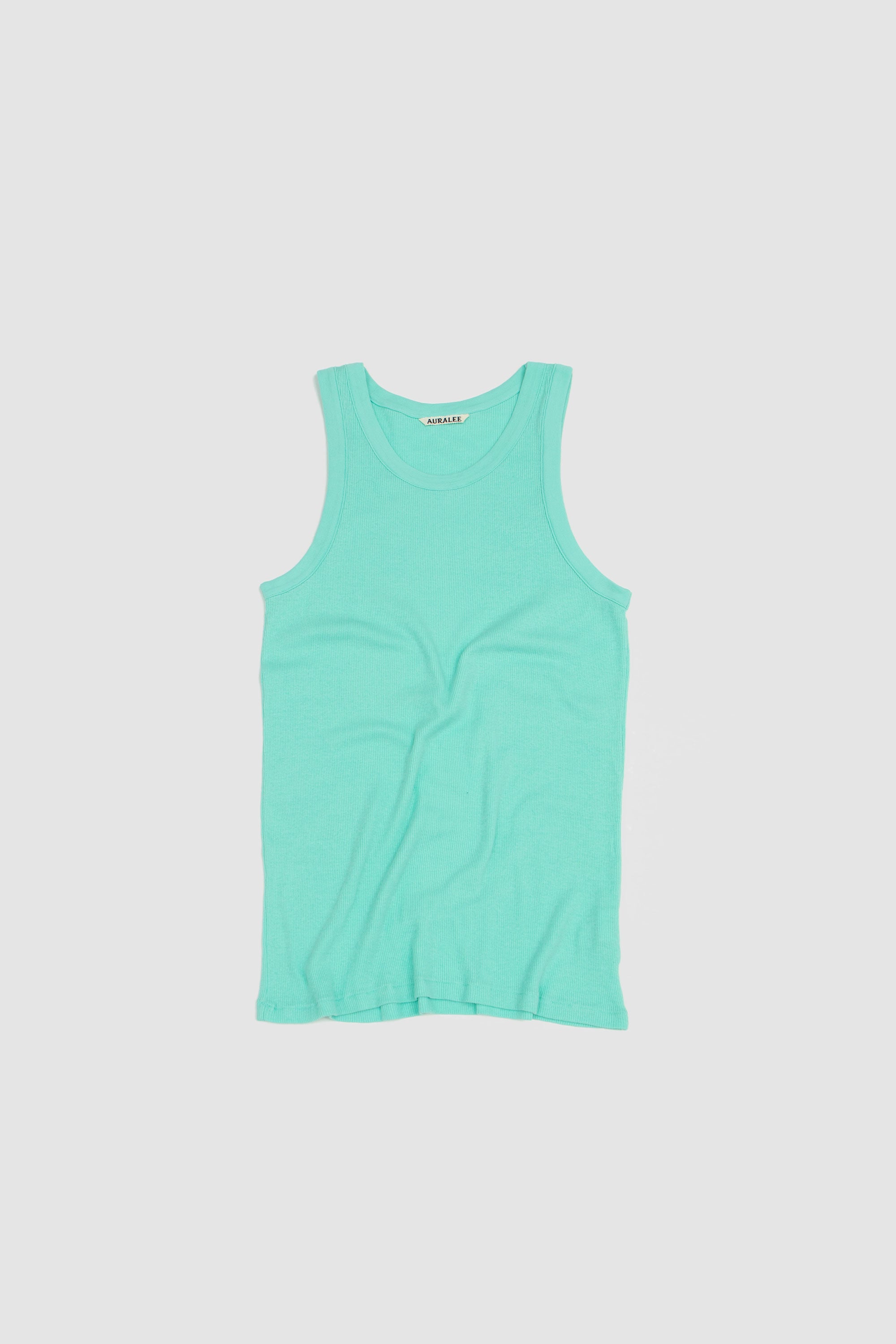 Organic Soft Rib Tank Top Aqua Green
