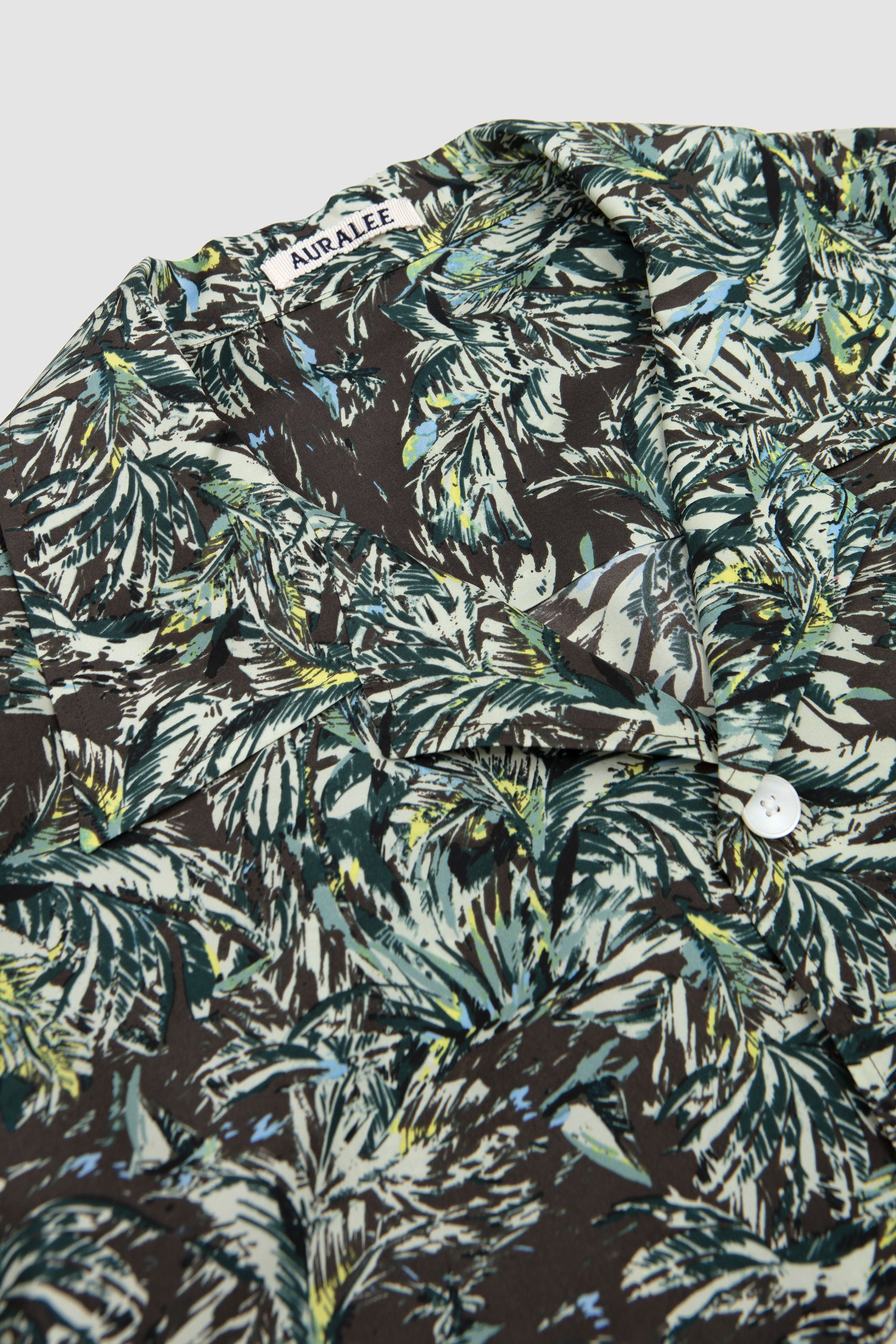 Printed Airy Silk Half-Sleeved Shirt Dark Brown