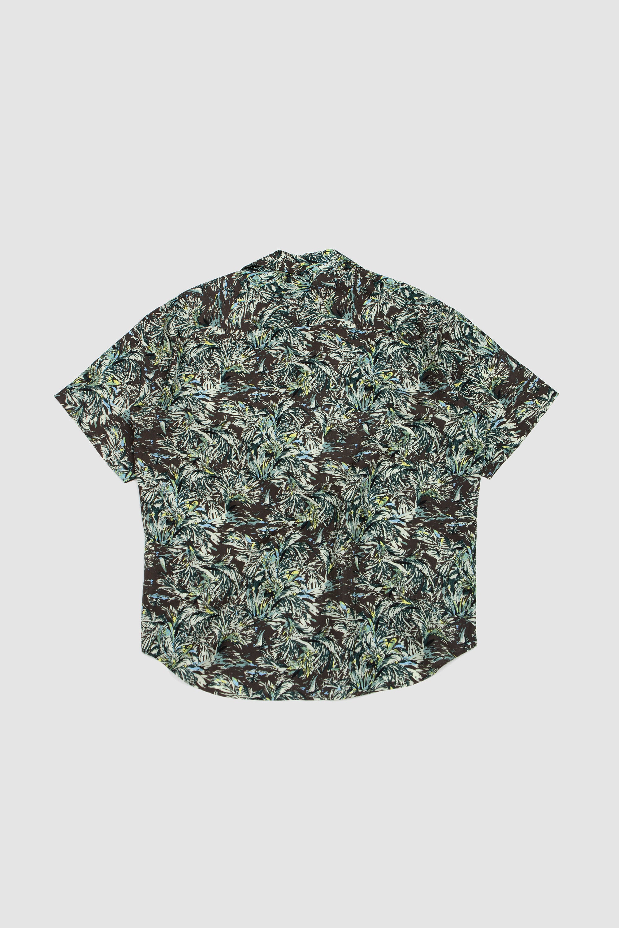 SPORTIVO [Printed airy silk half-sleeved shirt dark brown]