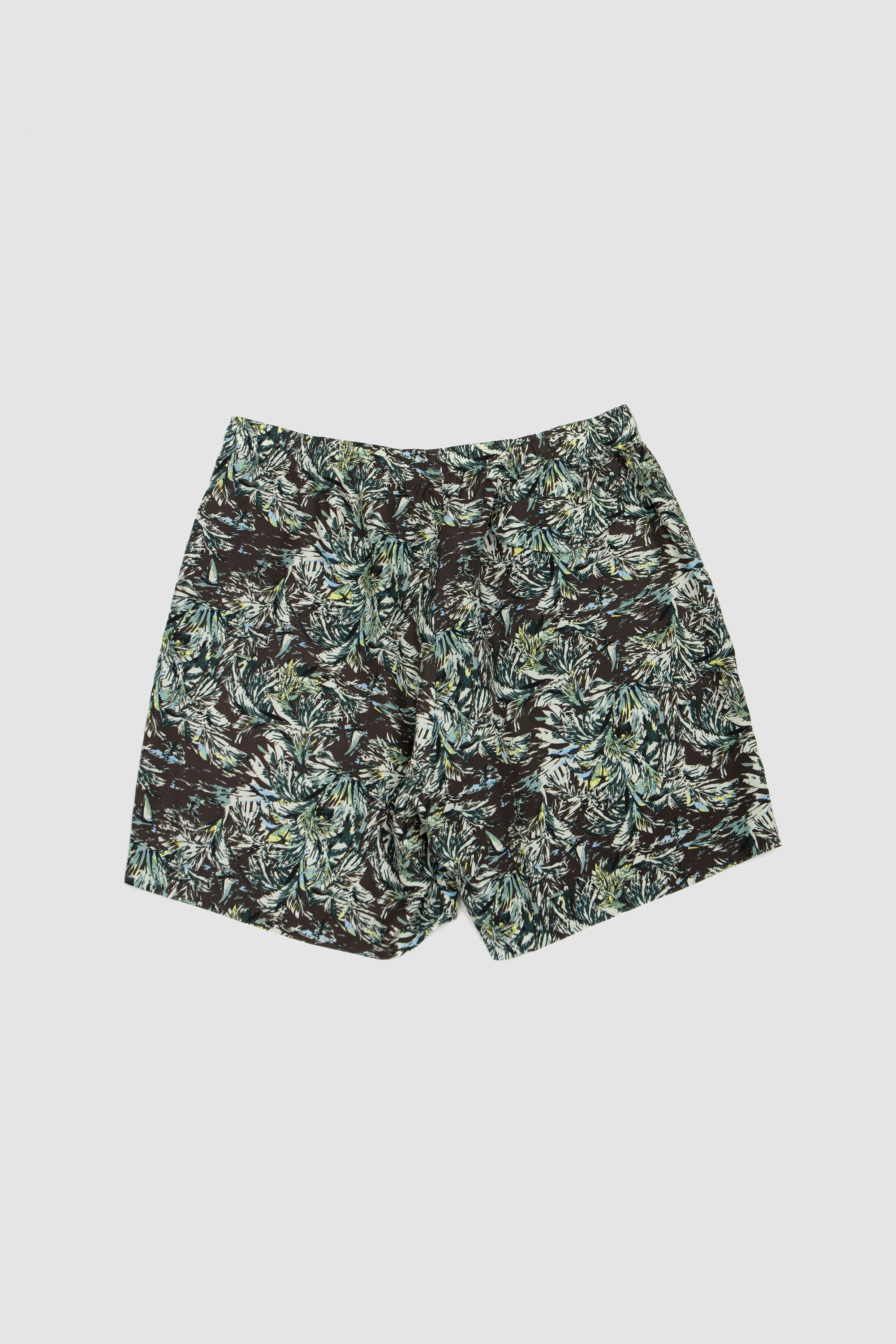 Printed Airy Silk Shorts Dark Brown_4