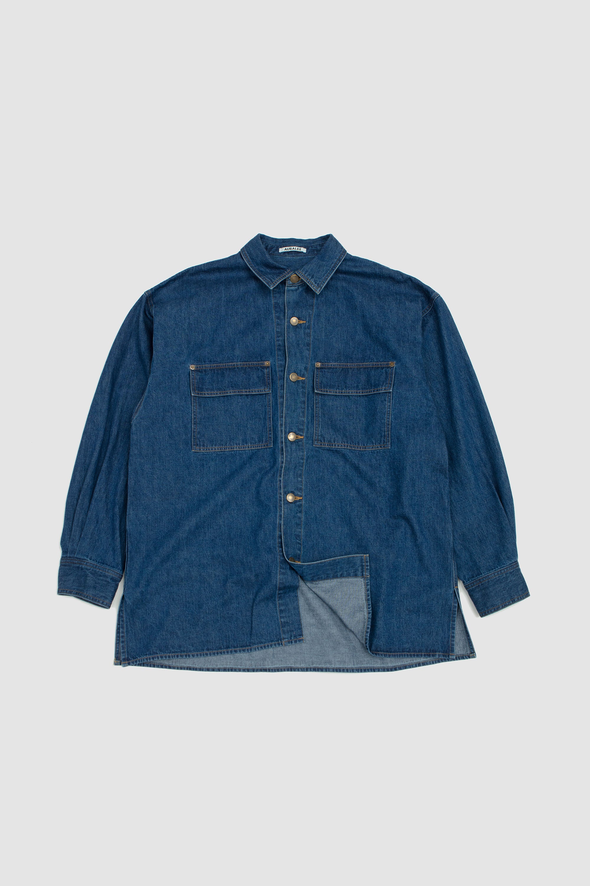 Selvedge Light Oz Denim Shirt Medium Washed Indigo