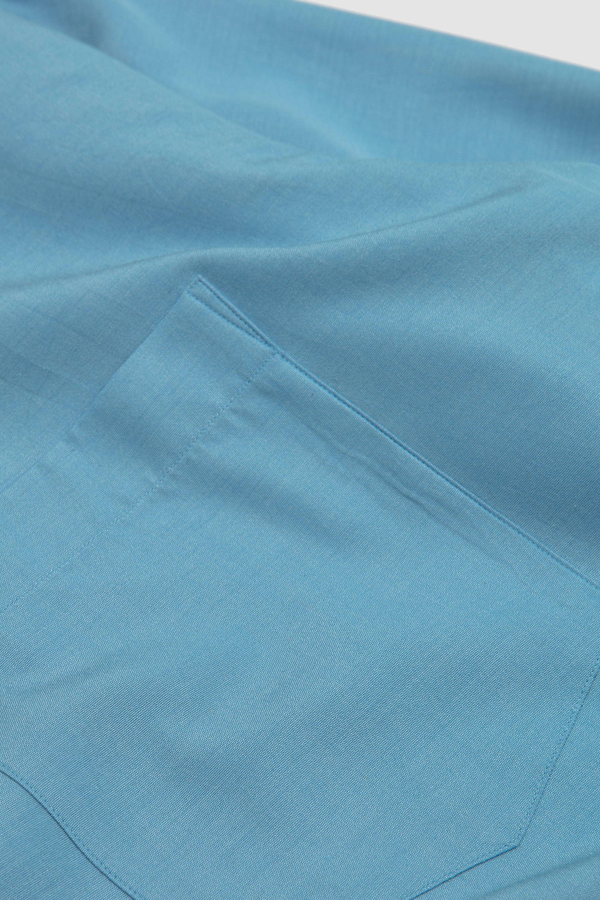 Silk Broad Button Down Shirt Sax Blue Chambray