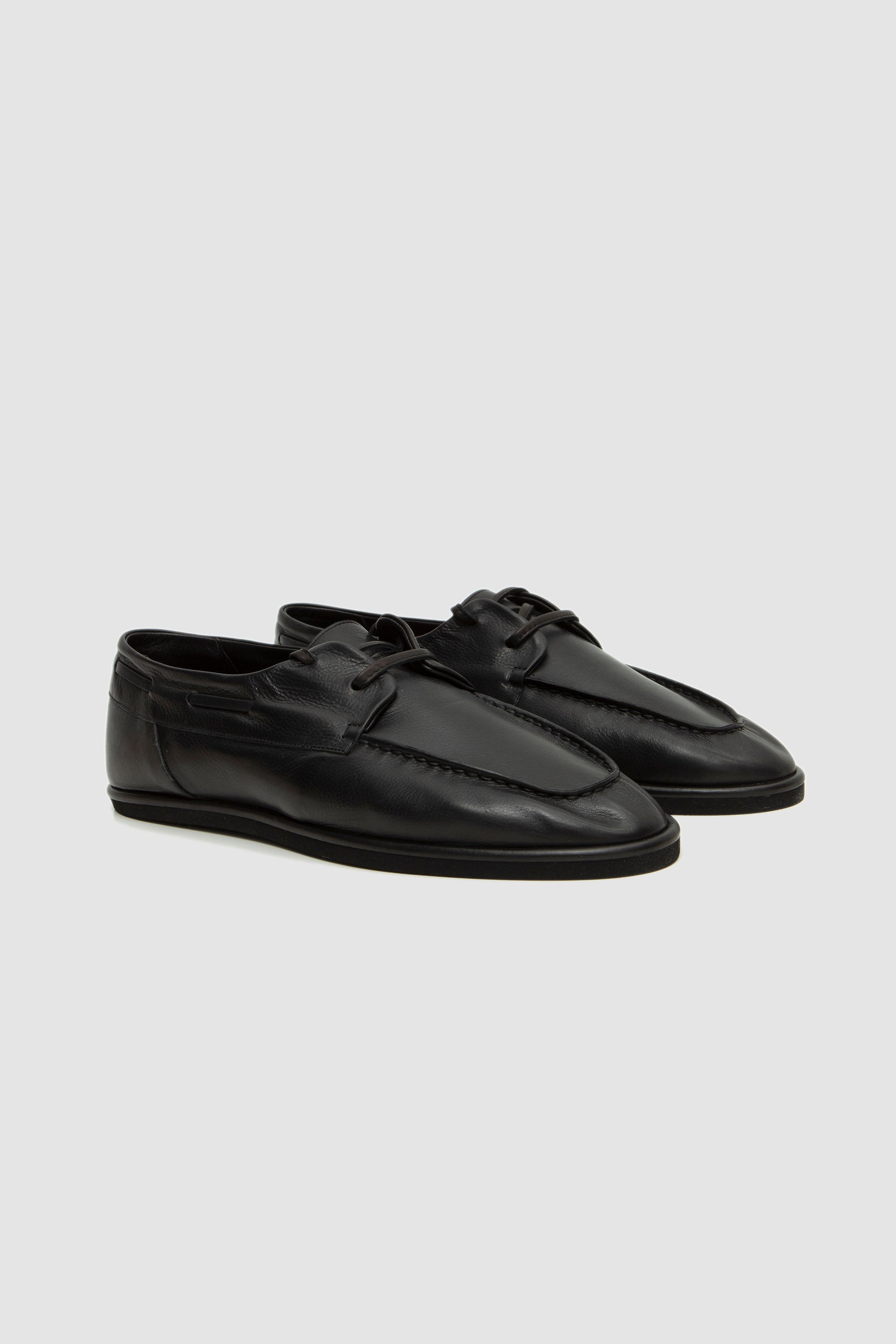Soft Leather Deck Shoes Black