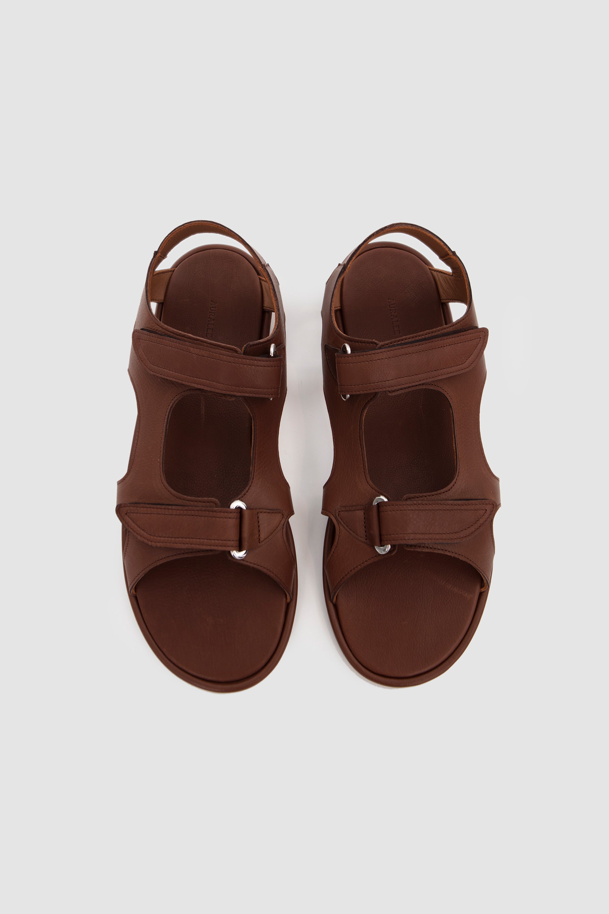 Soft Leather Double Strap Sandals Brown_4