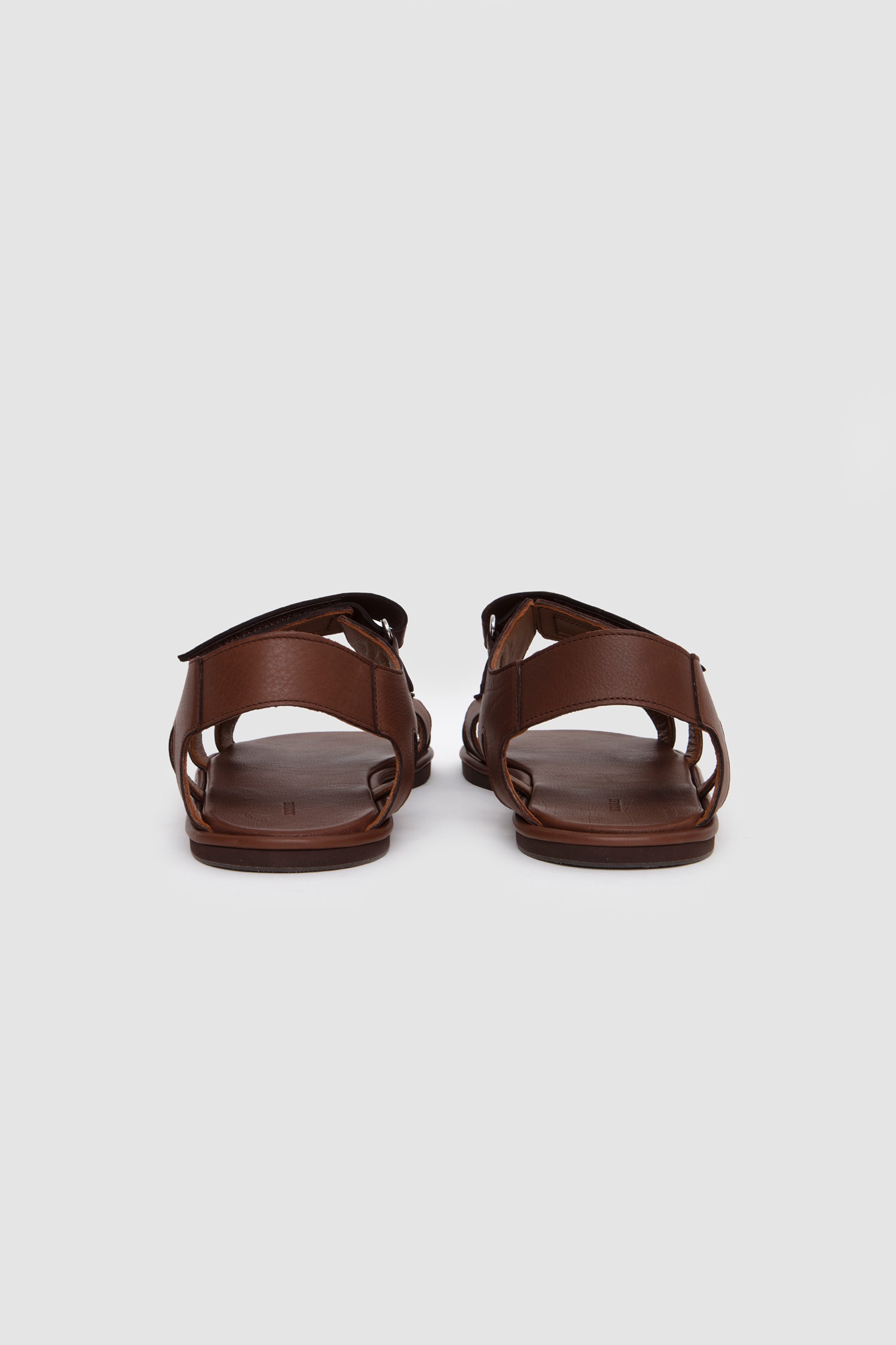 Soft Leather Double Strap Sandals Brown_6