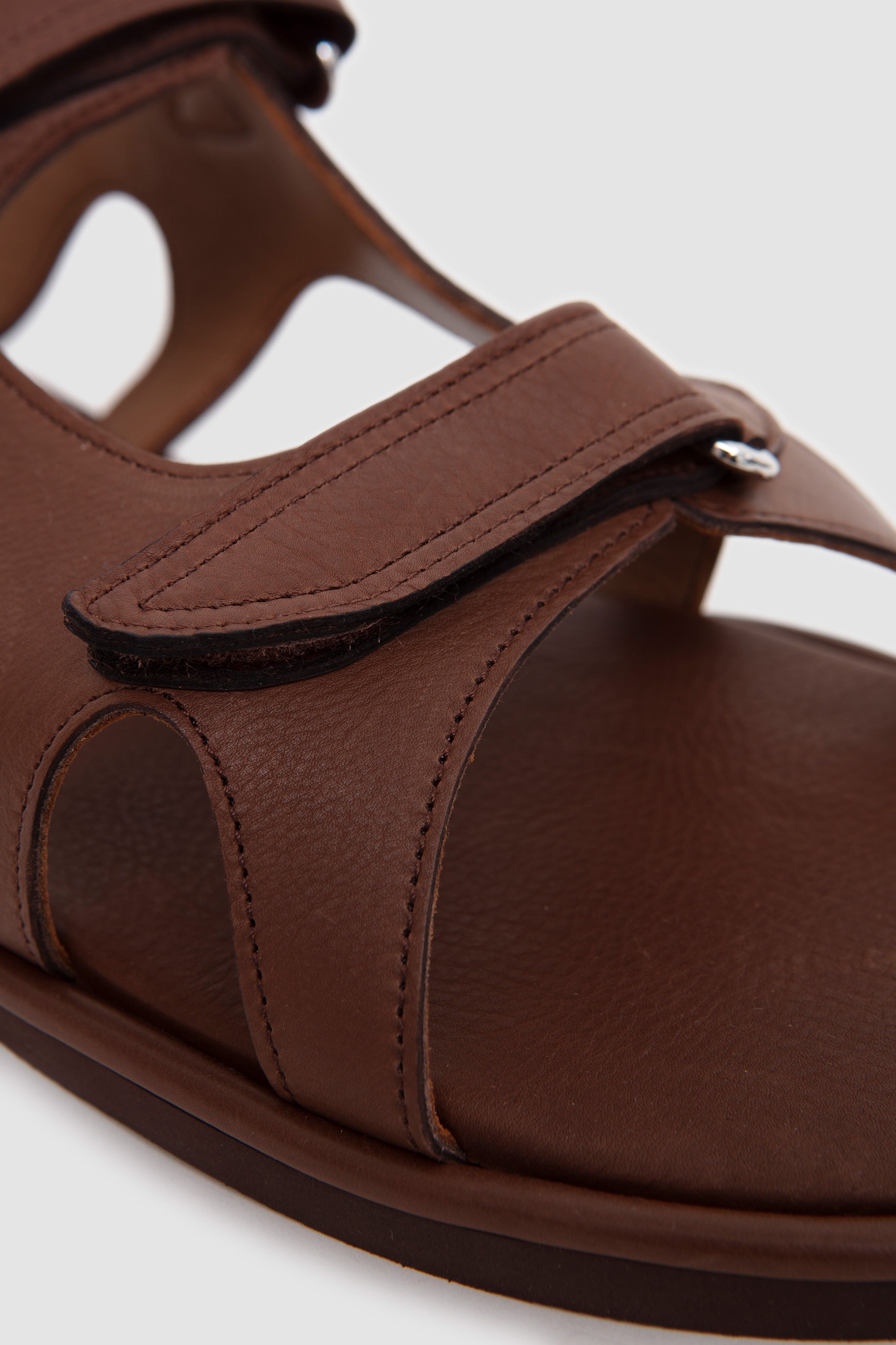 Soft Leather Double Strap Sandals Brown_7