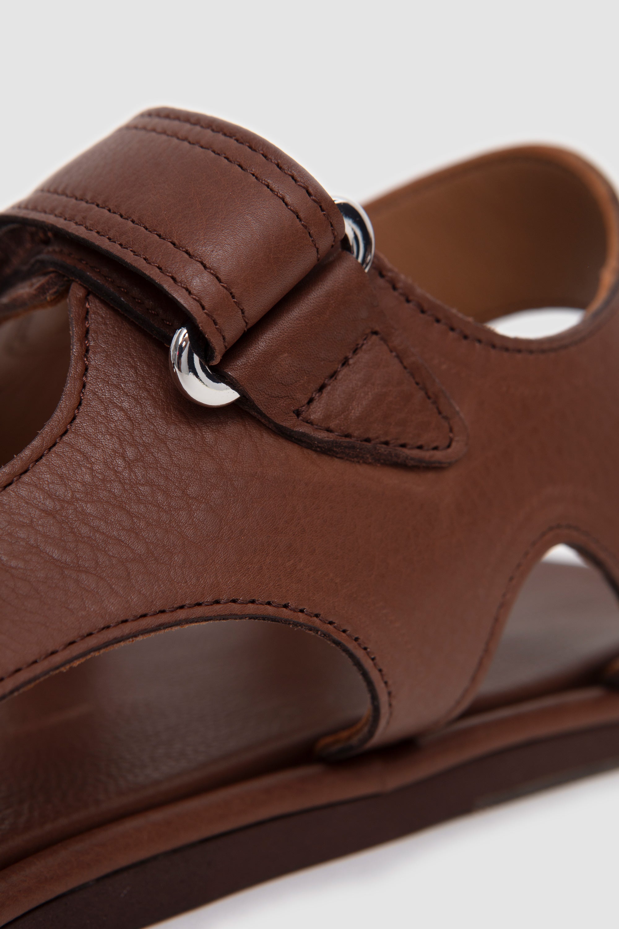 Soft Leather Double Strap Sandals Brown_8