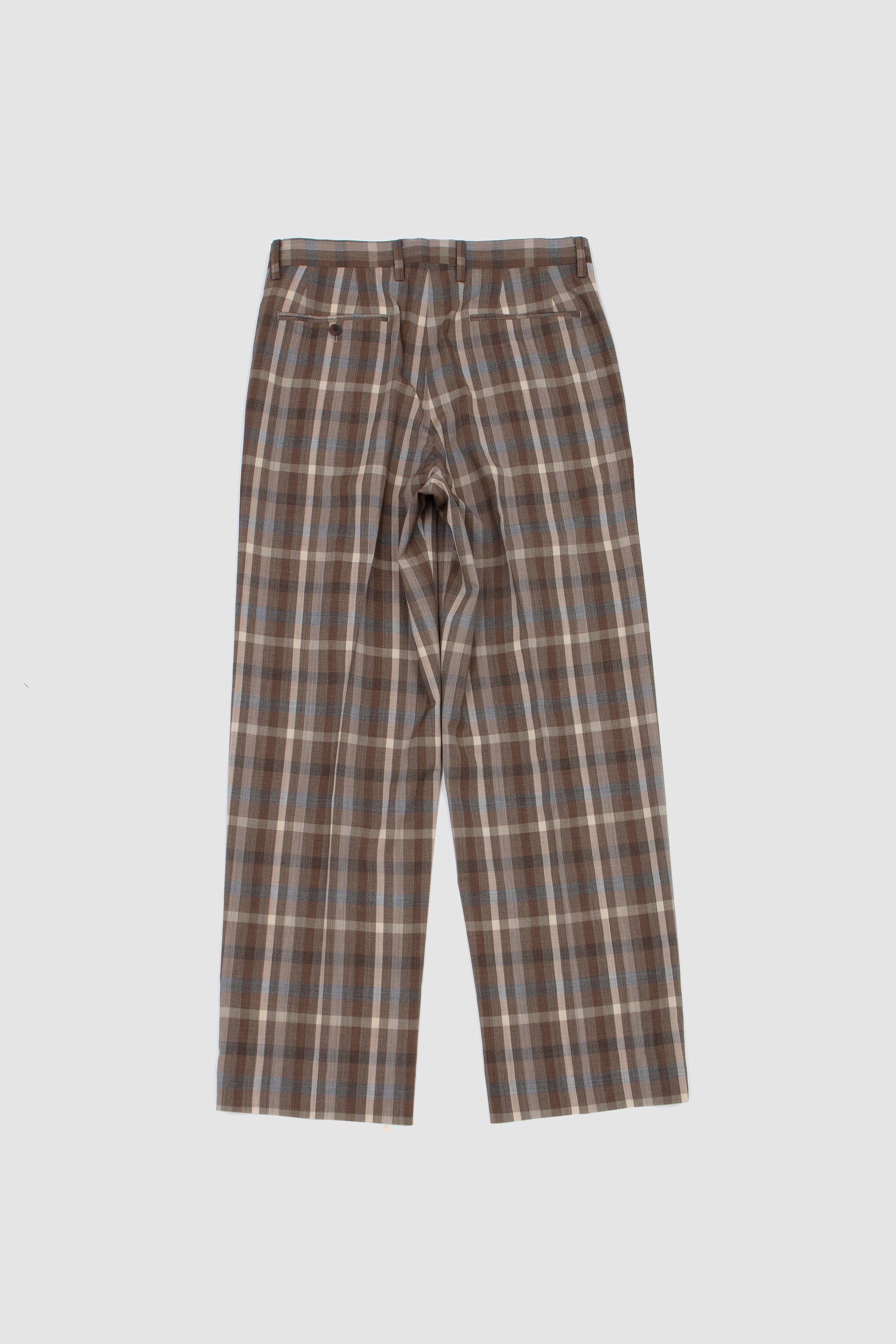 Super Fine Tropical Wool Two-Tuck Slacks Top Brown Check_4
