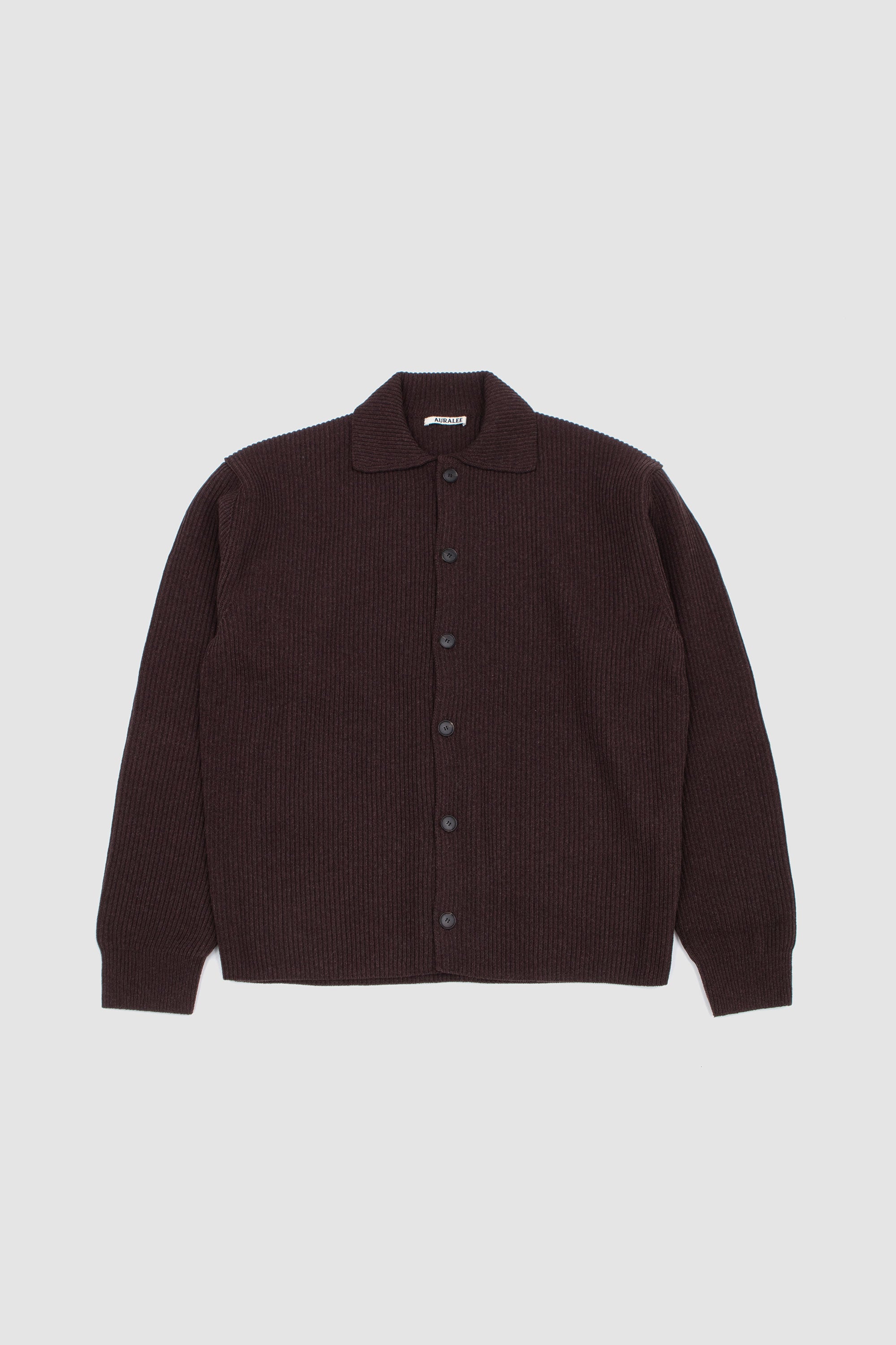 Super Fine Wool Shirt Cardigan Brown_1