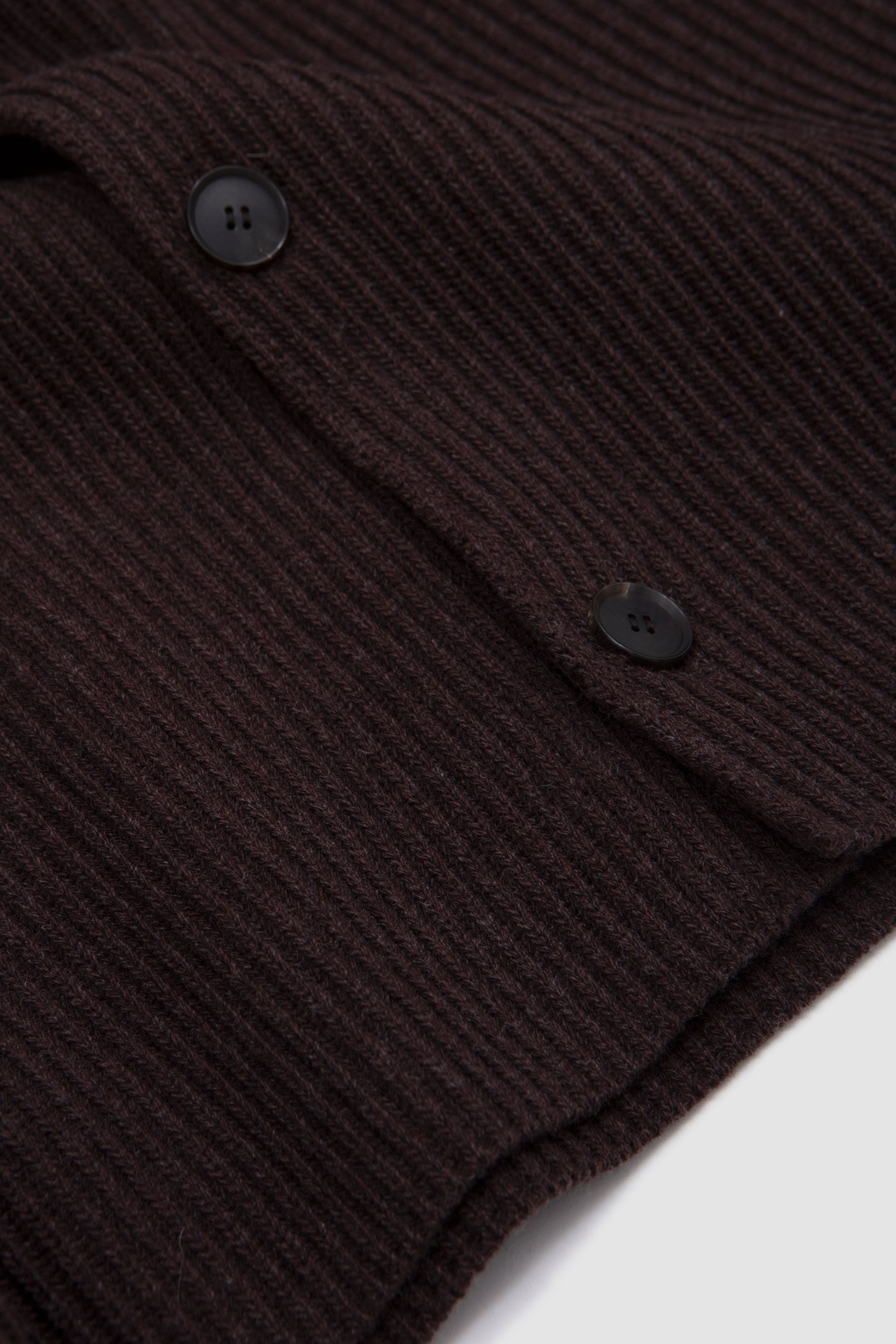 Super Fine Wool Shirt Cardigan Brown