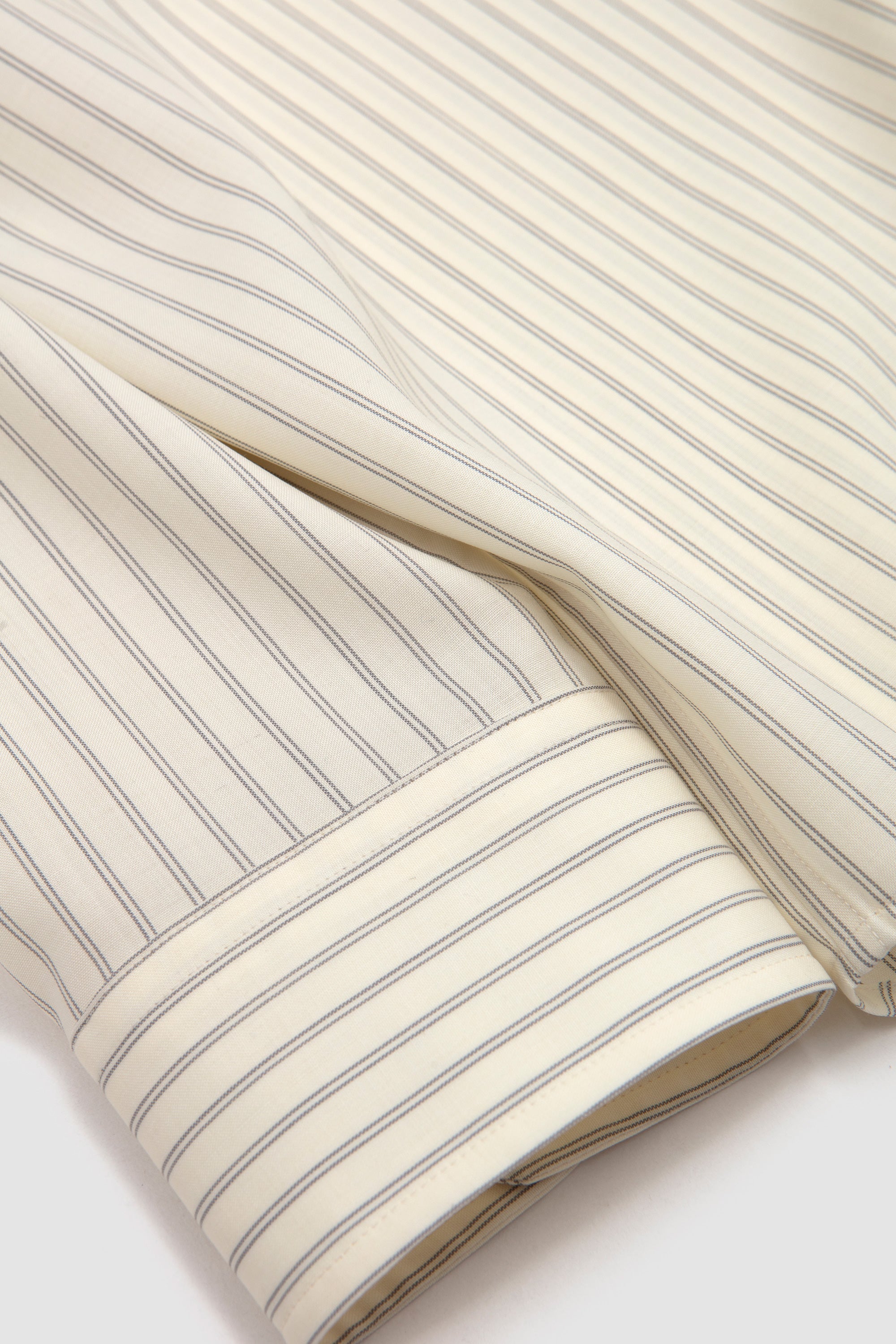 Super Fine Wool Shirt Ivory White Stripe