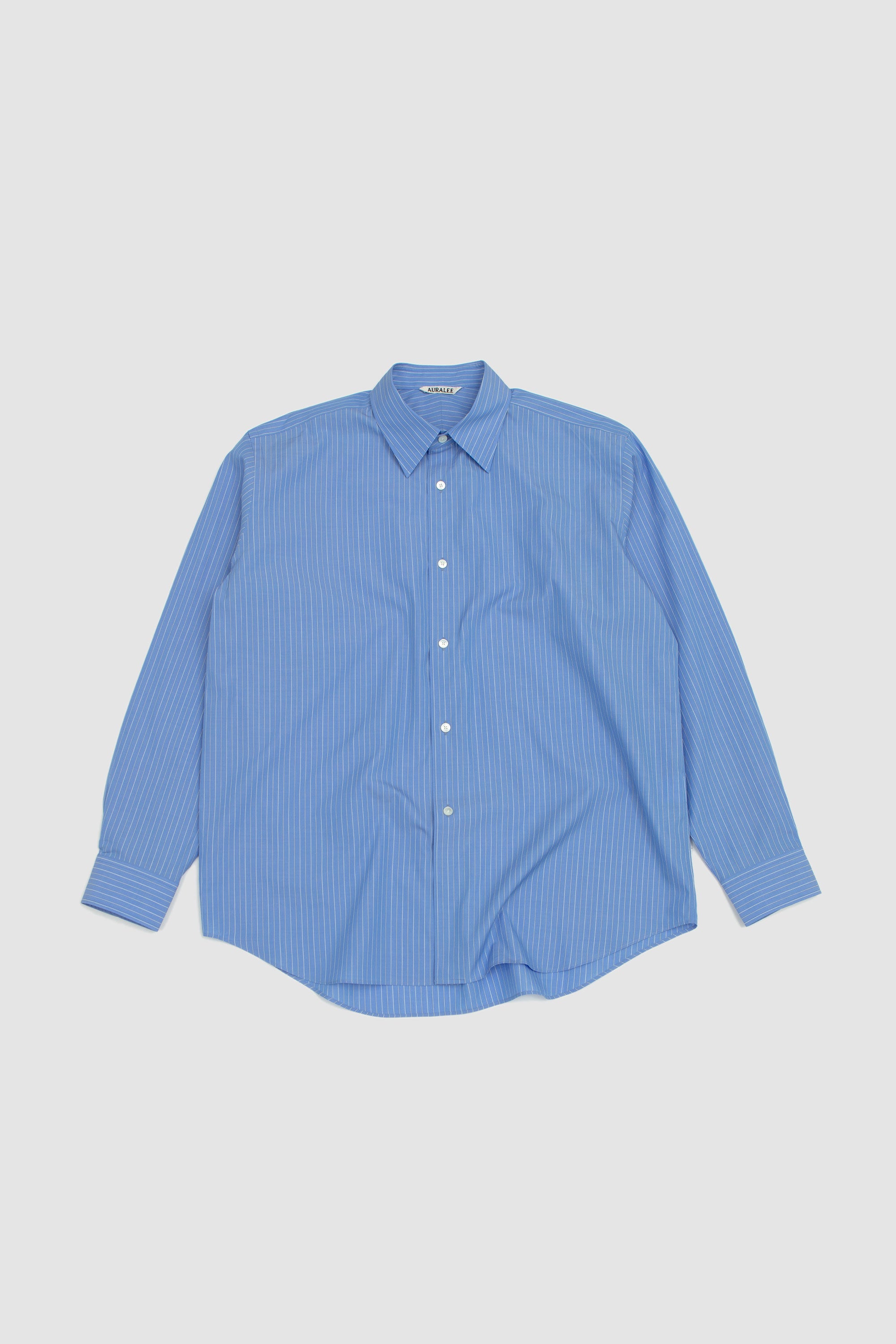 Suvin High Count Cloth Stripe Shirt Blue