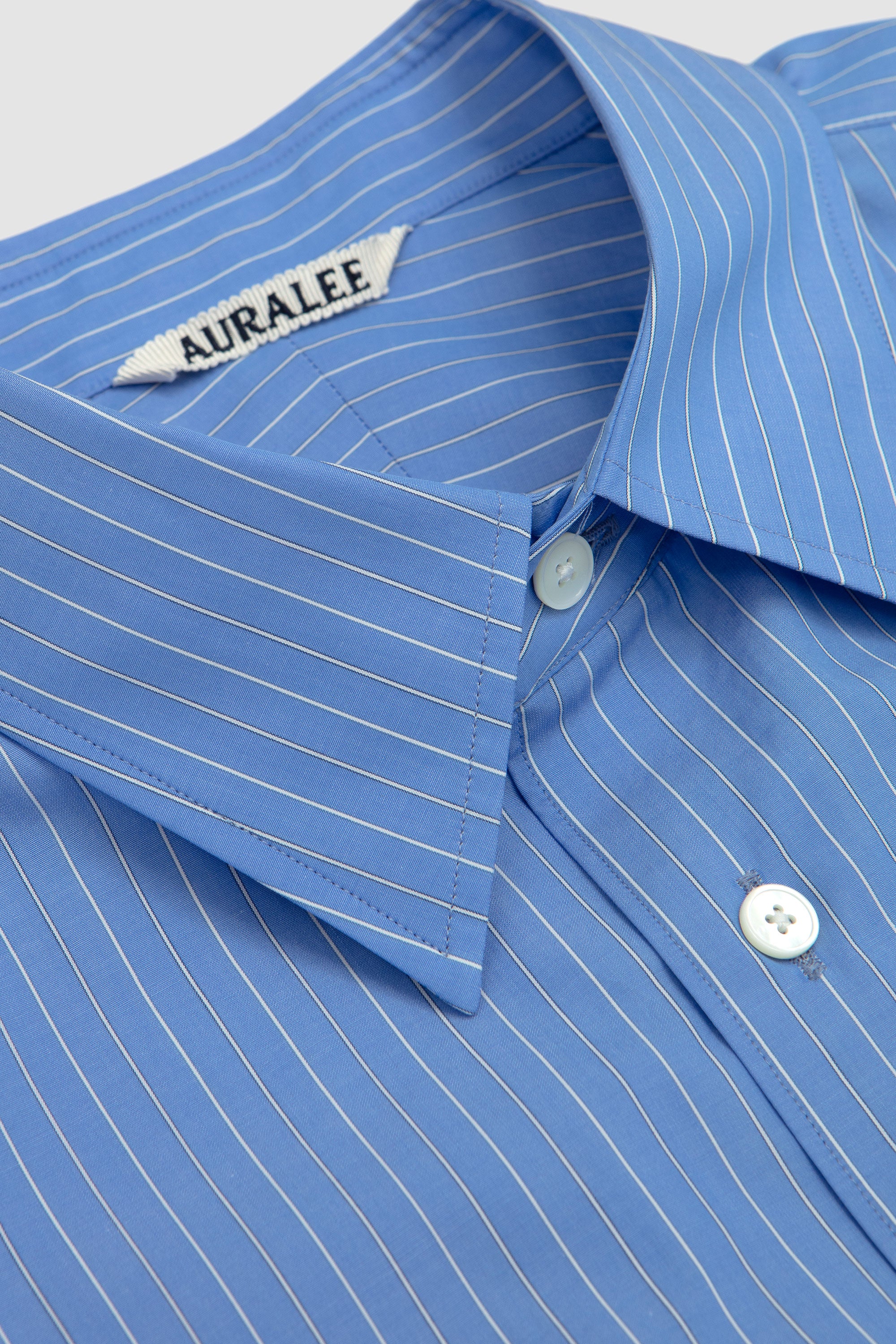 Suvin High Count Cloth Stripe Shirt in Light Blue Stripe