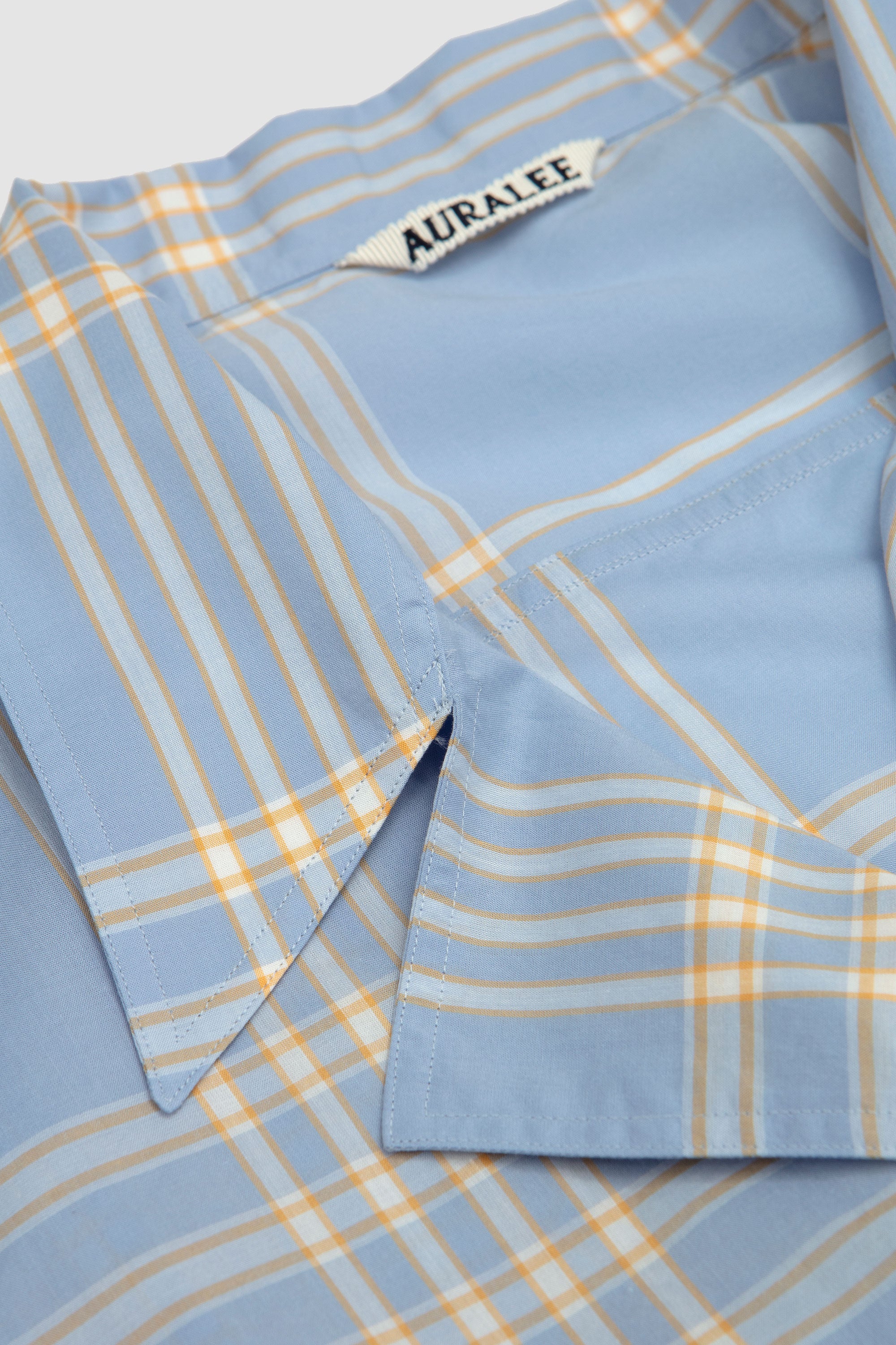 Washed Finx Typewriter Check PO Shirt Light Blue Check