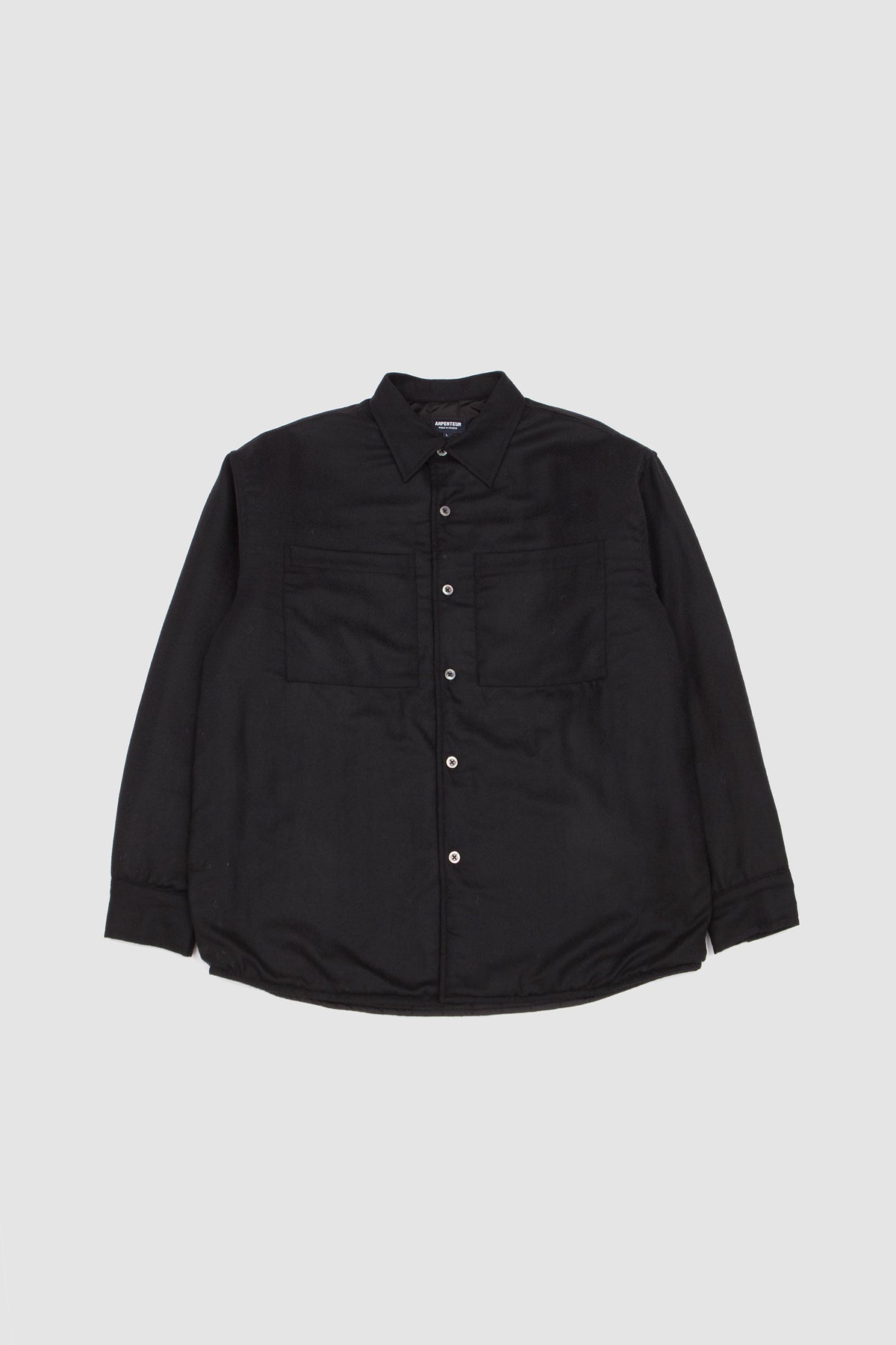 Twin Quilted Overshirt Wool Flannel Black