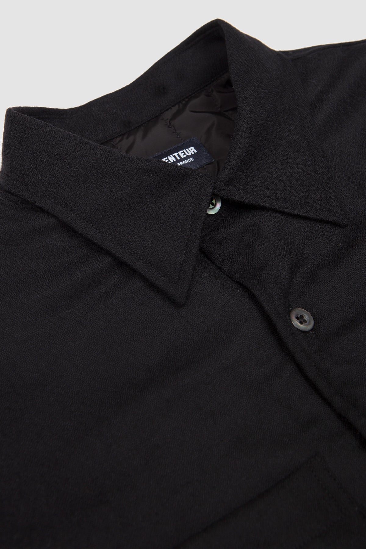 Twin Quilted Overshirt Wool Flannel Black_3