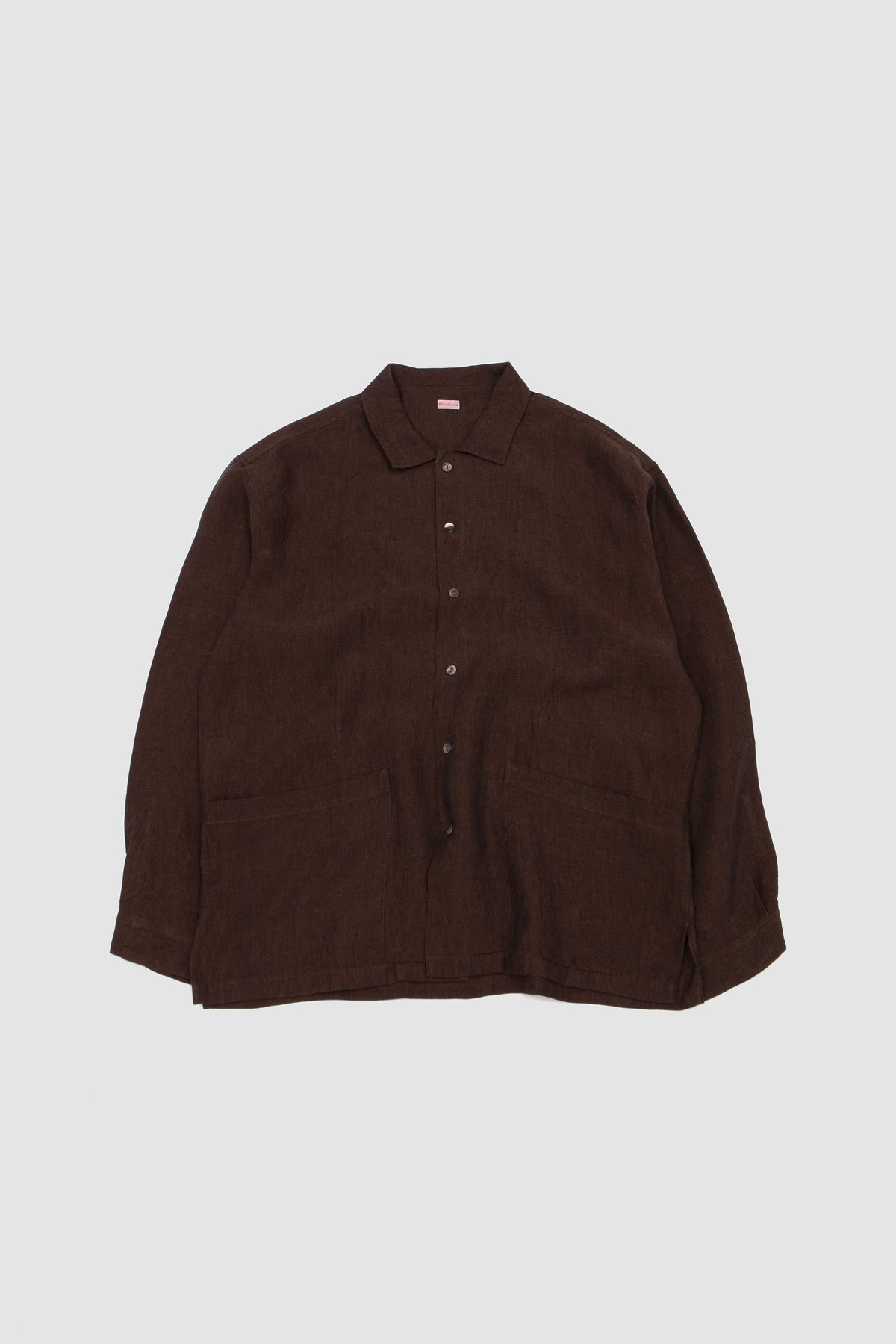 Martyn Shirt Linen Crossweave Brown/ Black