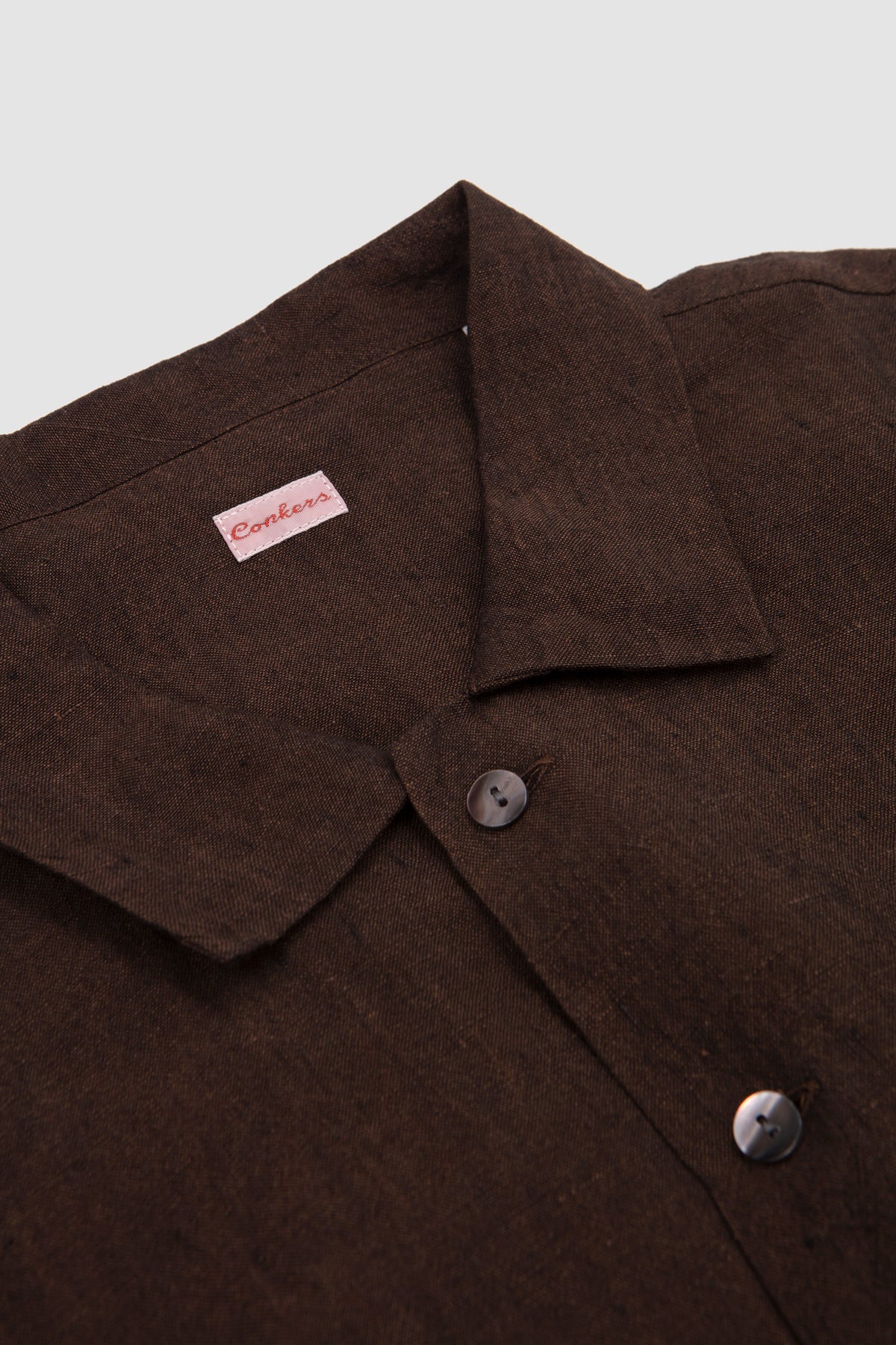Martyn Shirt Linen Crossweave Brown/ Black_2