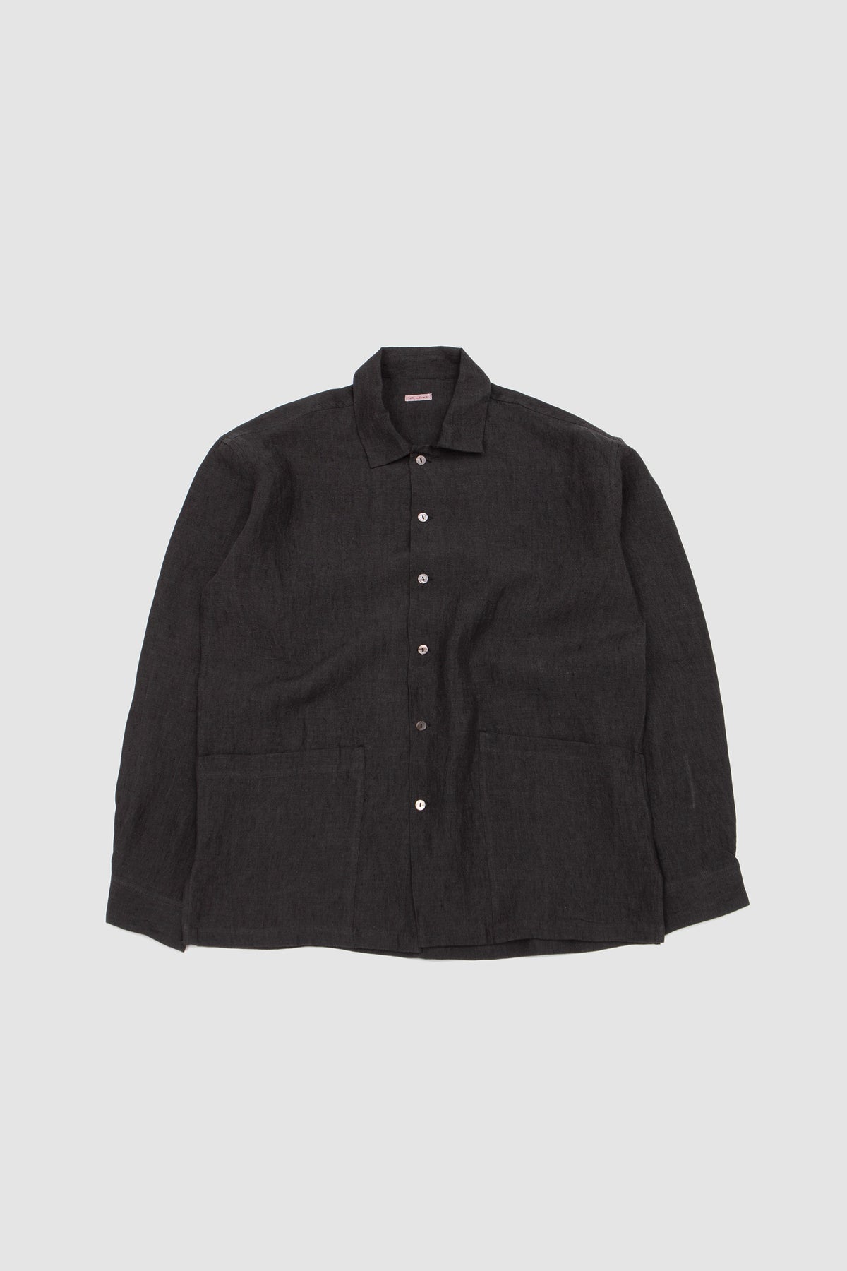 Martyn Shirt Linen Crossweave Grey/ Black