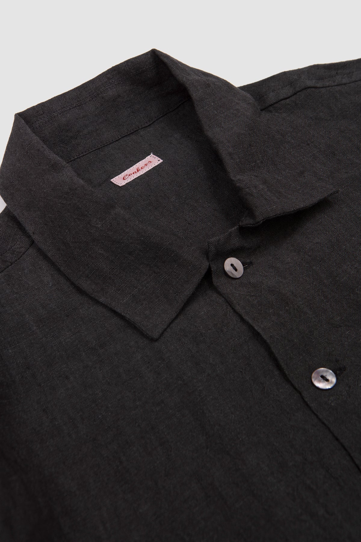 Martyn Shirt Linen Crossweave Grey/ Black