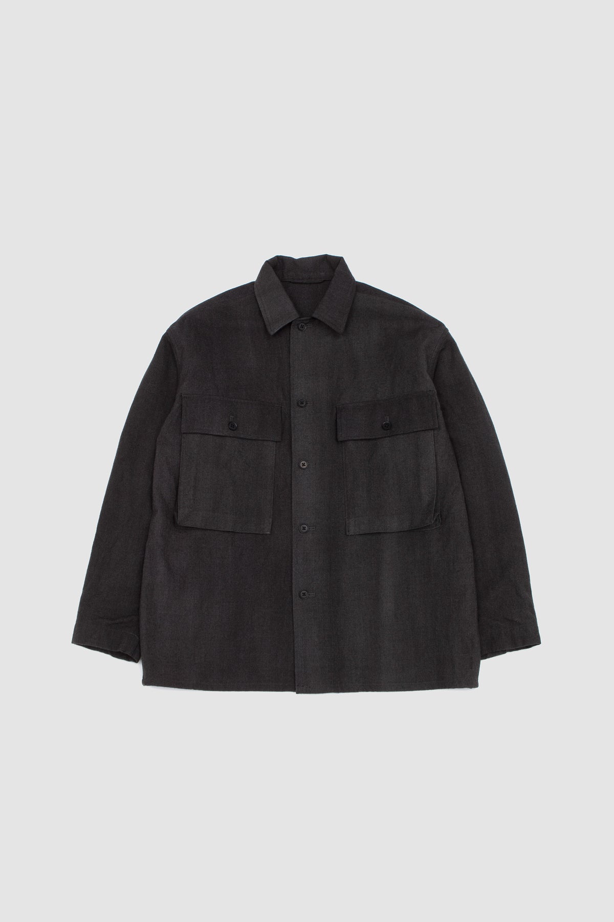 Uneven-Dyed Gabardine Field Shirt Jacket Grey_1