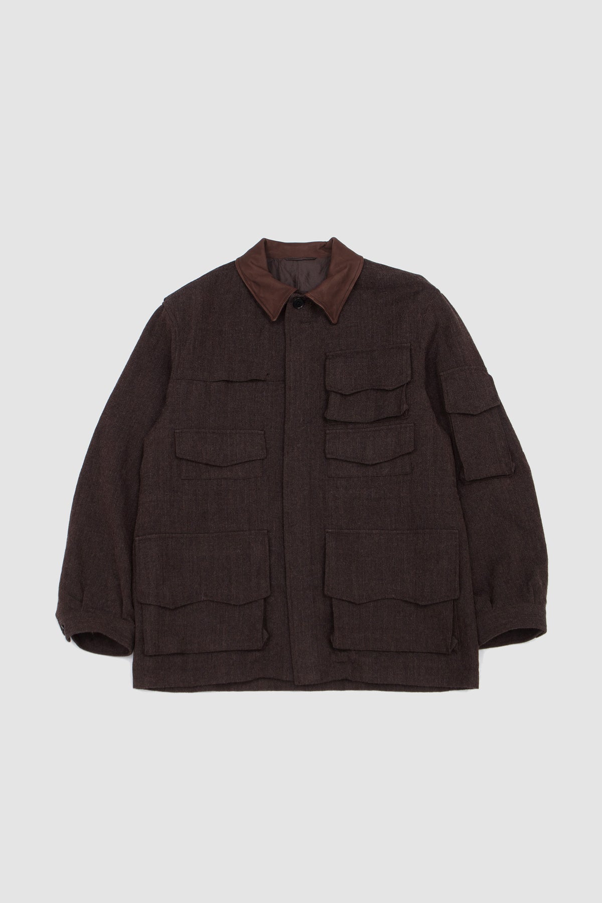 Wool Herringbone Explorer Jacket Top Brown_1