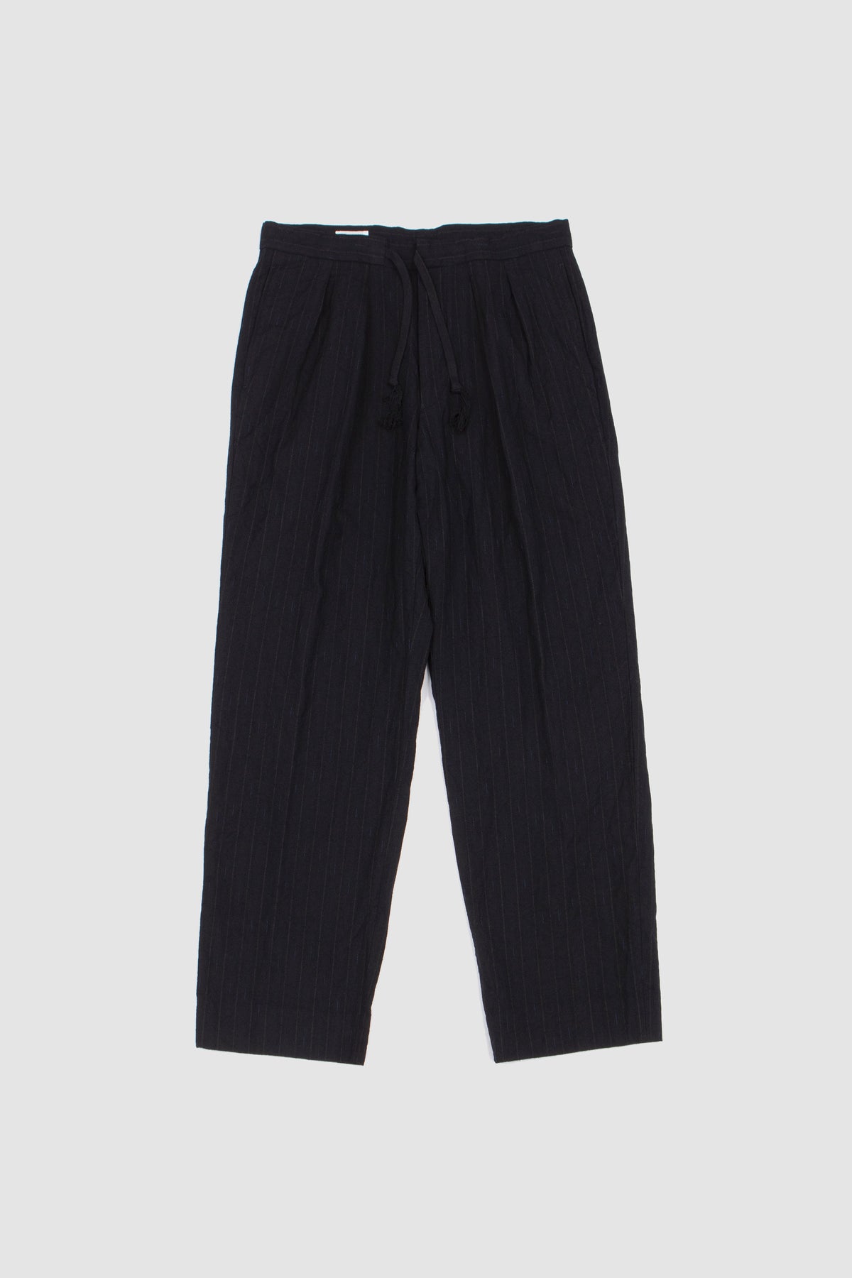 Wool Stripe Easy Trousers Navy
