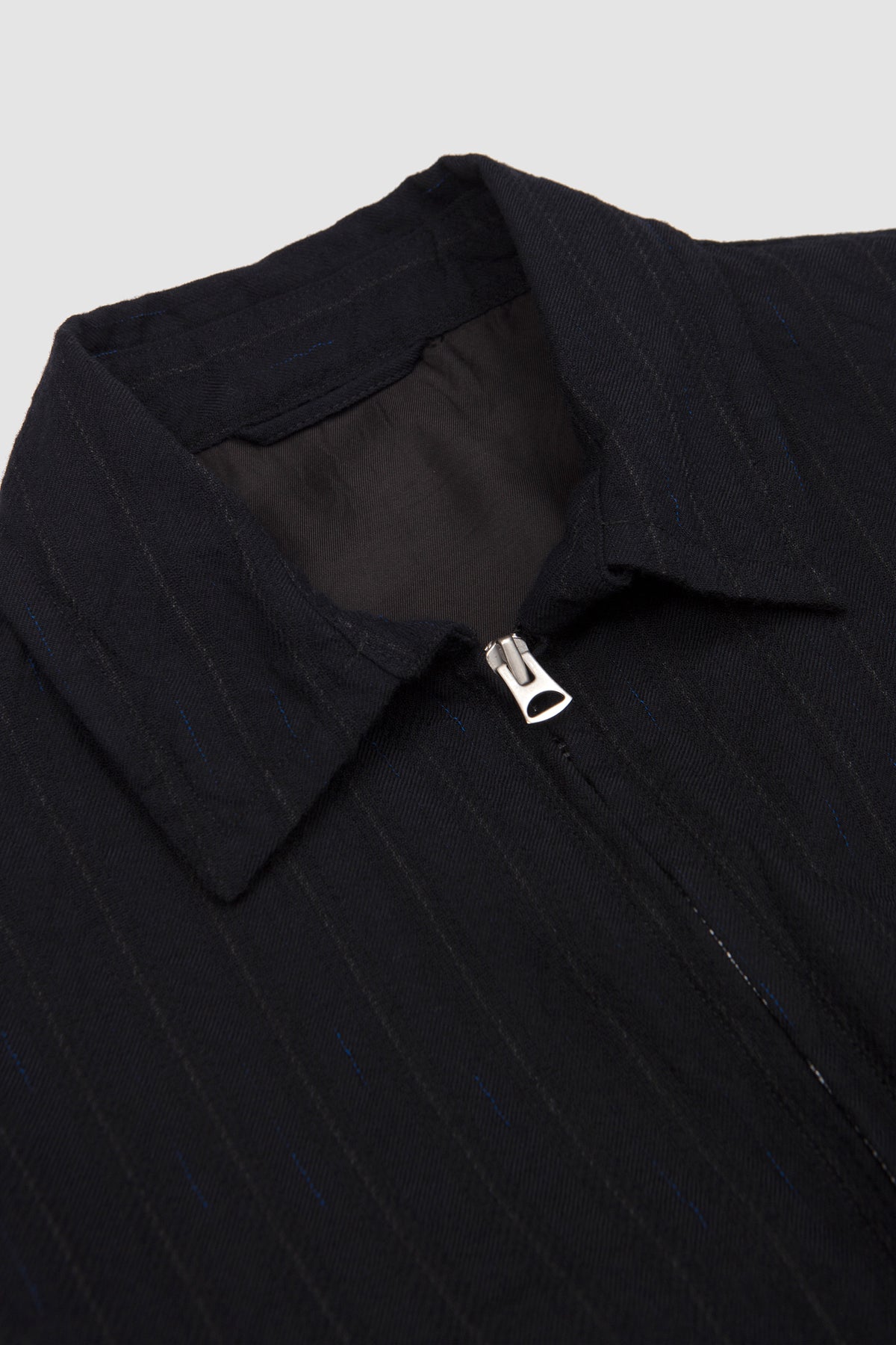 Wool Stripe Zip Blouson Navy_2