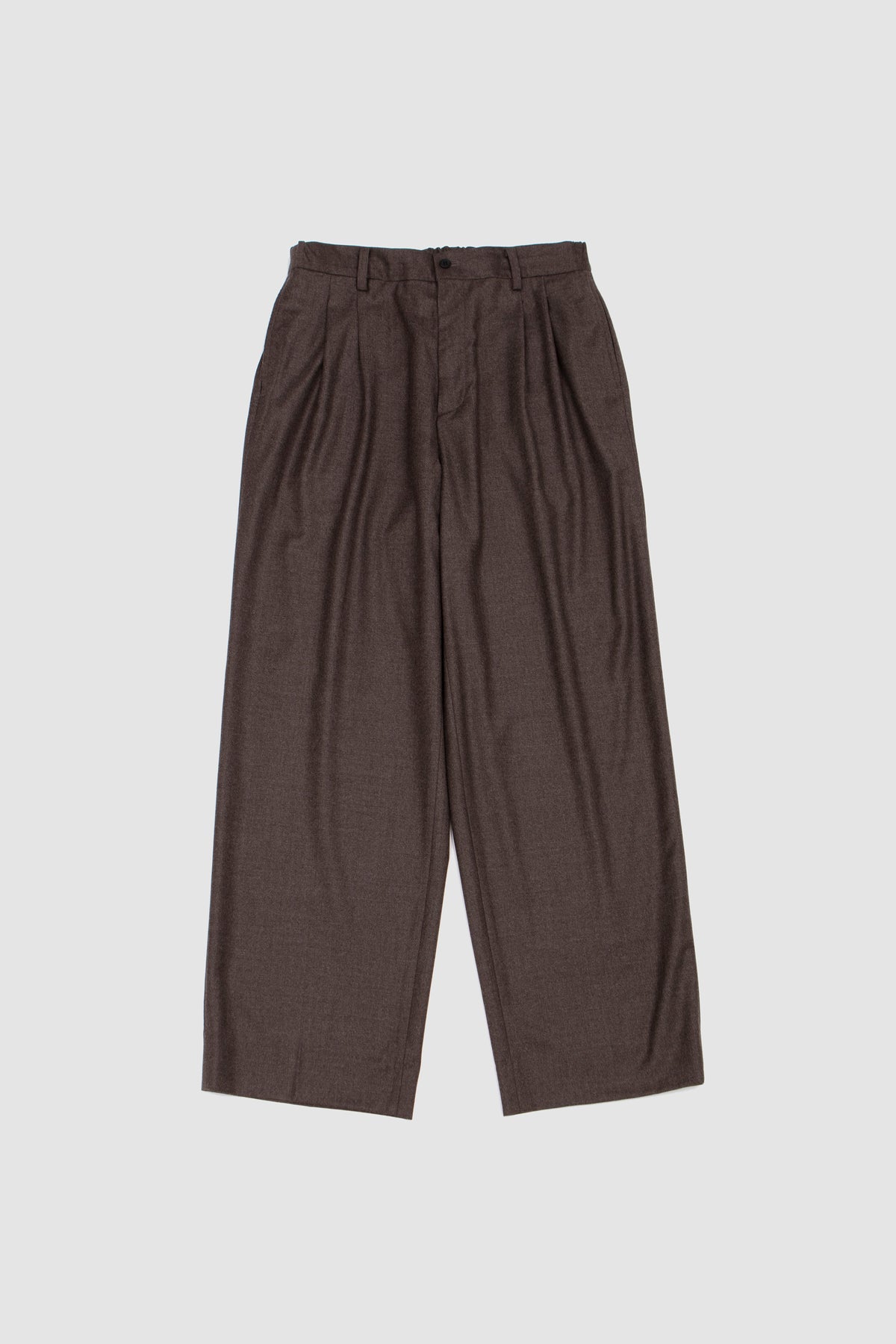 Extra Fine Easy Long Wide Trousers Charcoal Brown_1